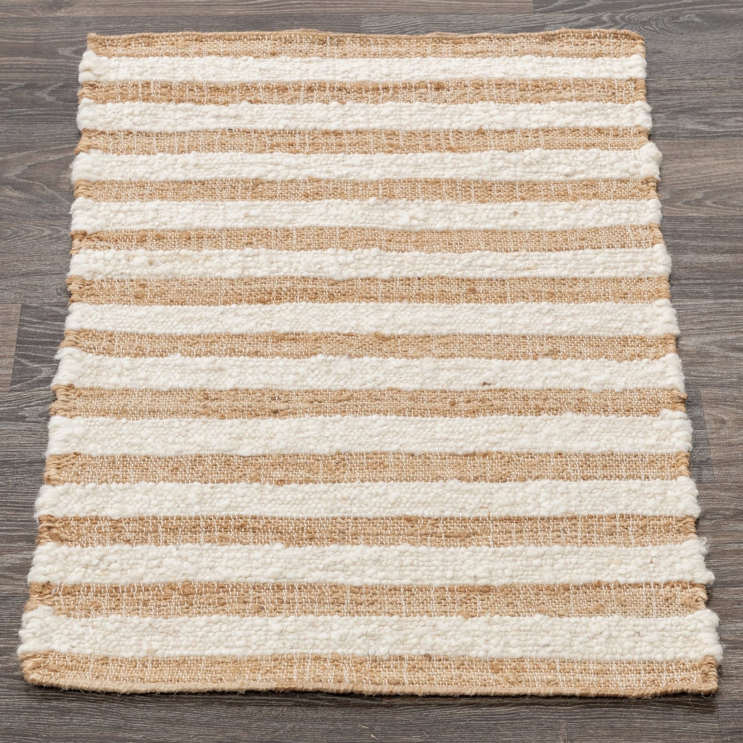 Natural/Ivory Wool & Wool Blend Rhodes Stripe Rug Collection