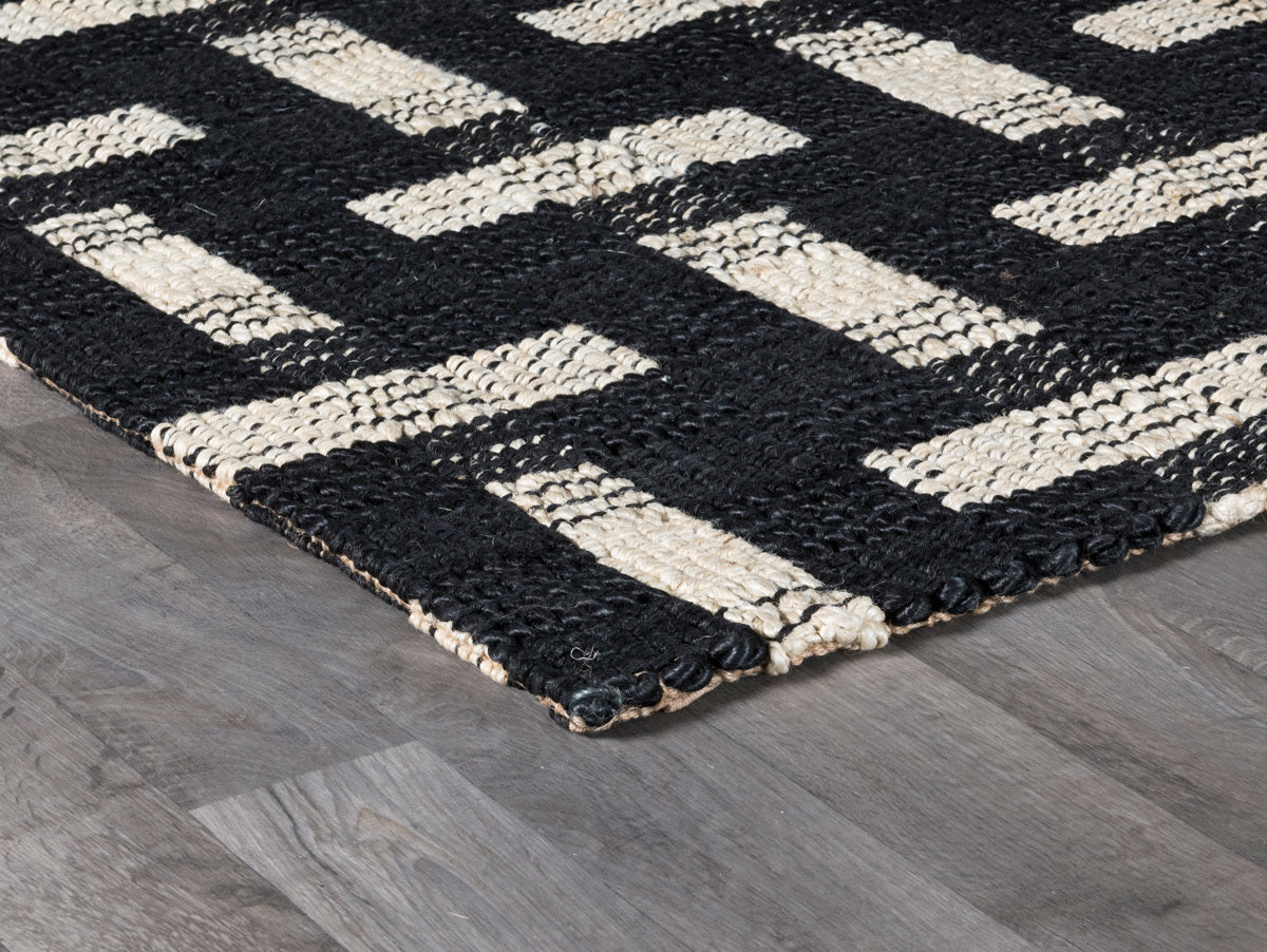 Black/Ivory Jute & Seagras Preston Rug Collection