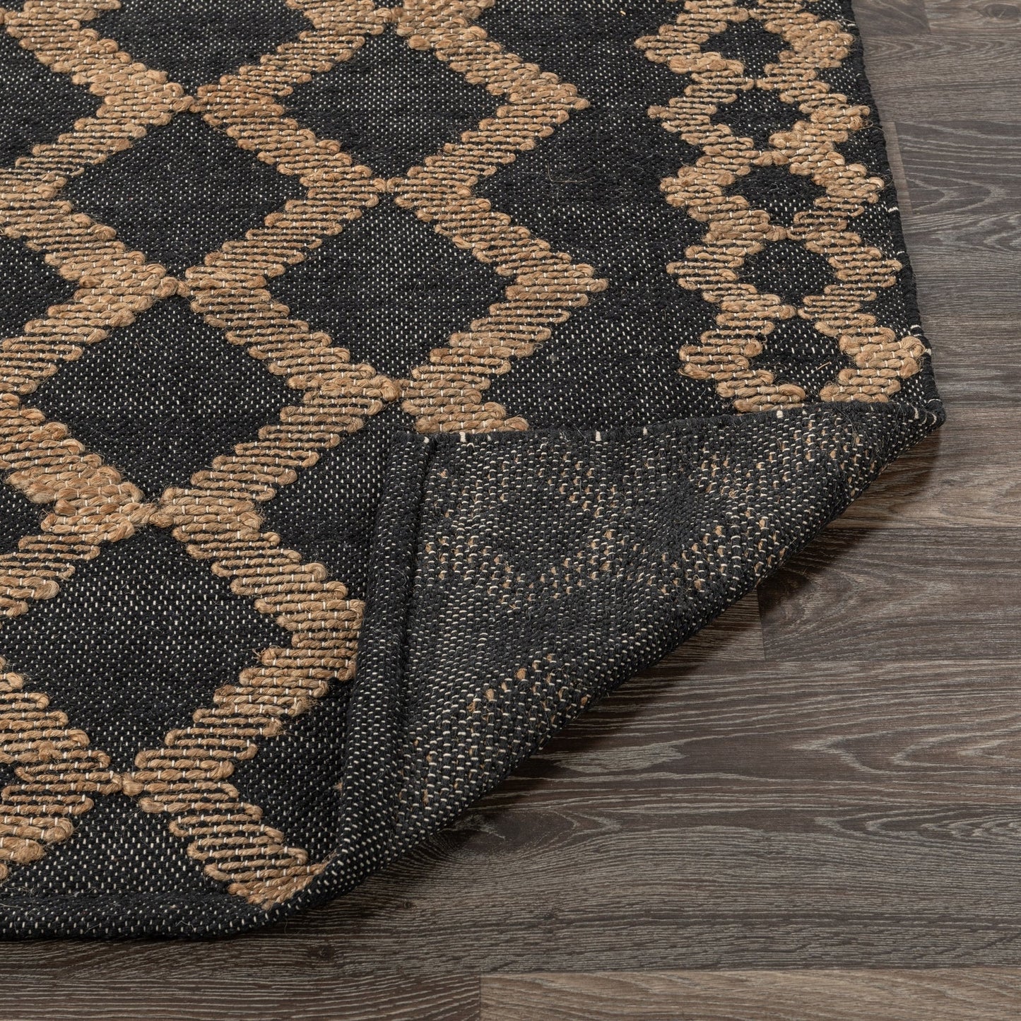 Black/Natural 80% Jute Jute & Seagras Gobi Rug Collection