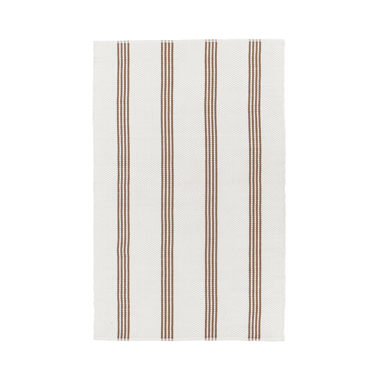 Ivory/Coconut Brown 100% Pet Yarn Performance Indoor/Outdoor Performance Sorrento Stripe Rug Collection