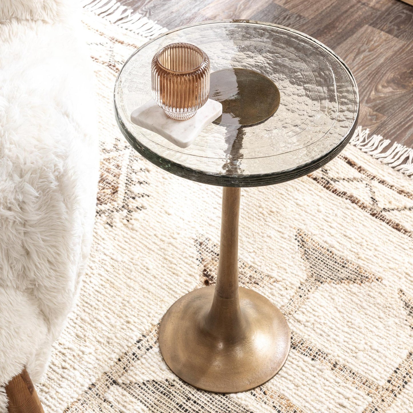 Brass Cast Glass Accent & End Table Fabiana Accent Table Collection