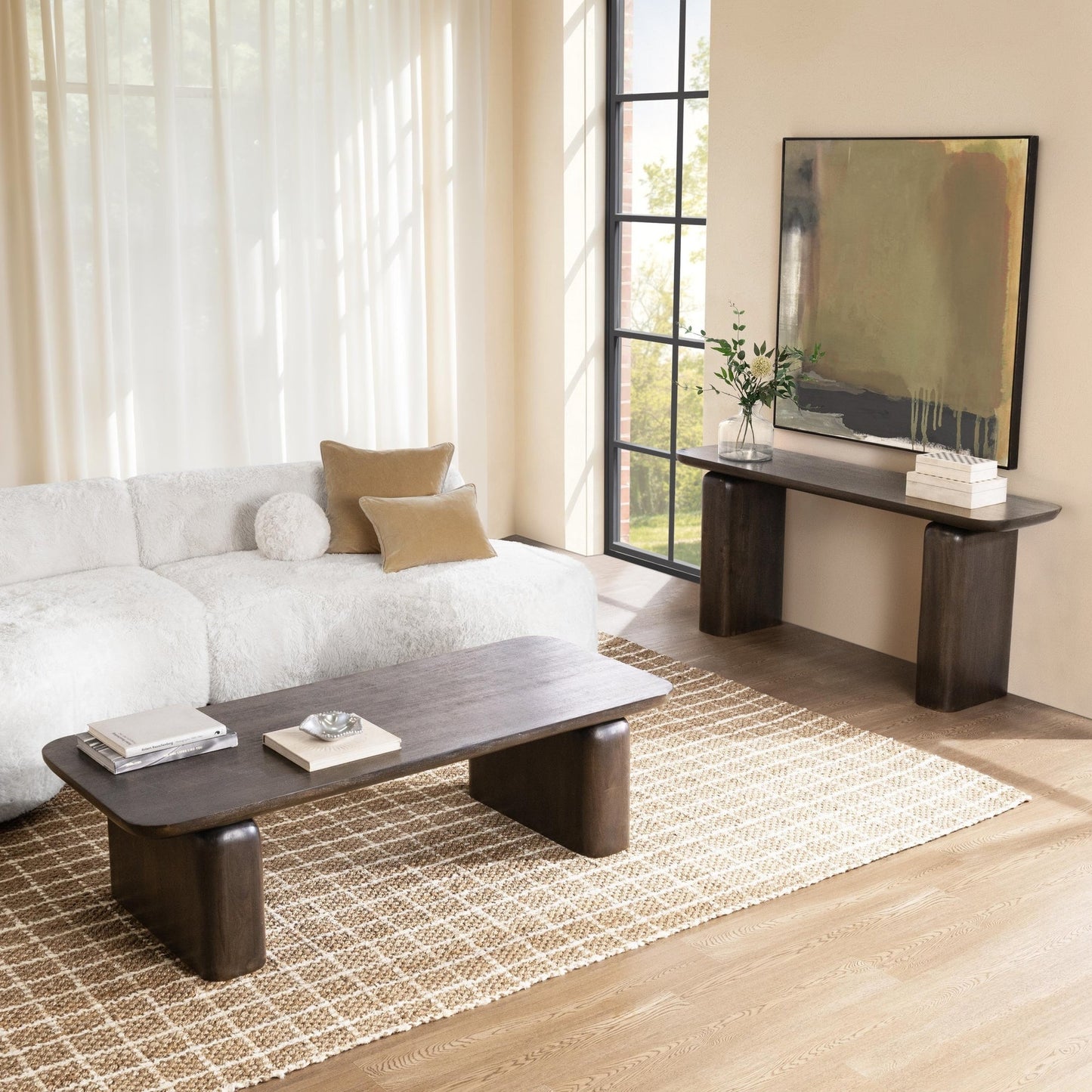 Truffle Roast Mango Wood Console Table Milan Console Table Collection