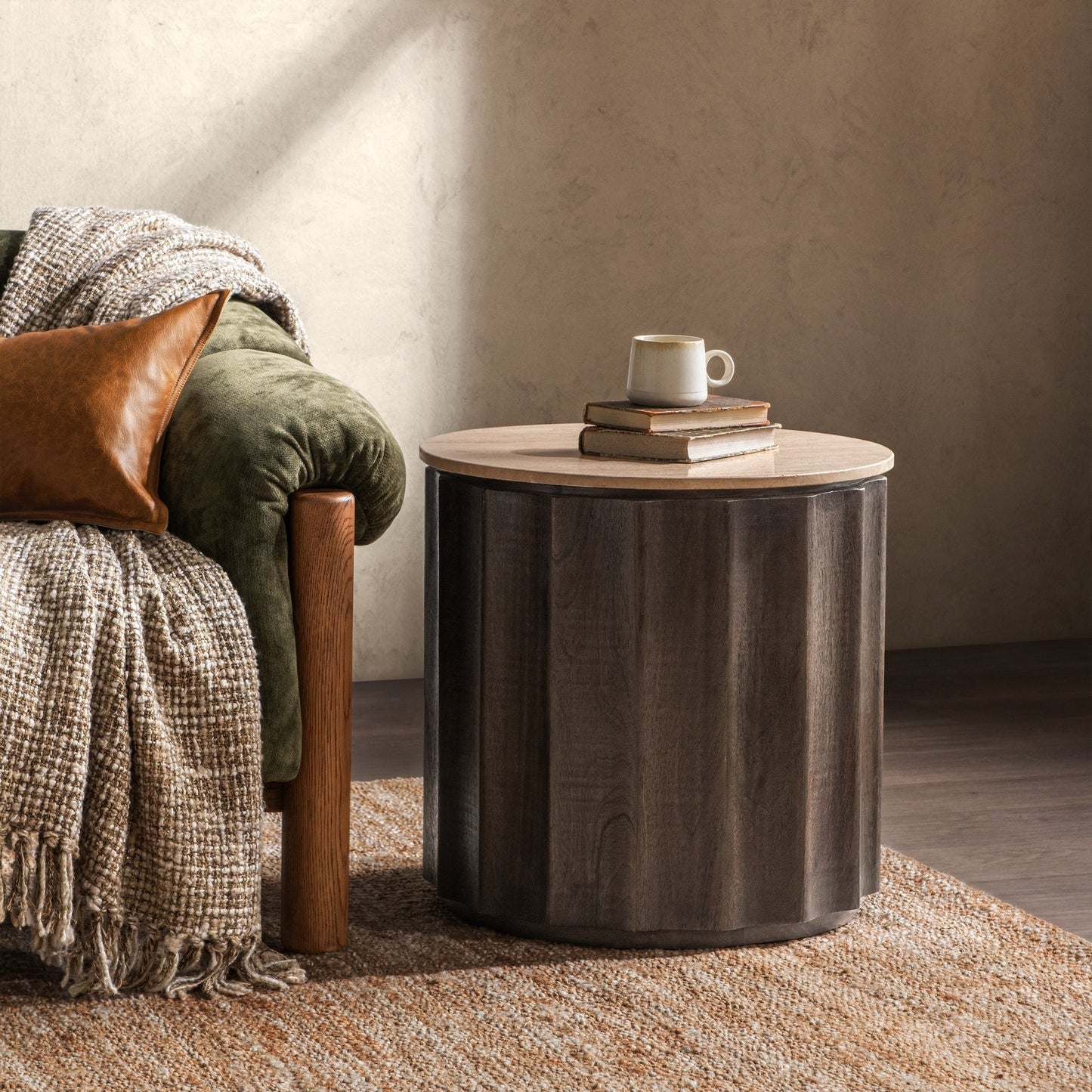 Cocoa Brown Travertine Accent & End Table Baylee End Table Collection