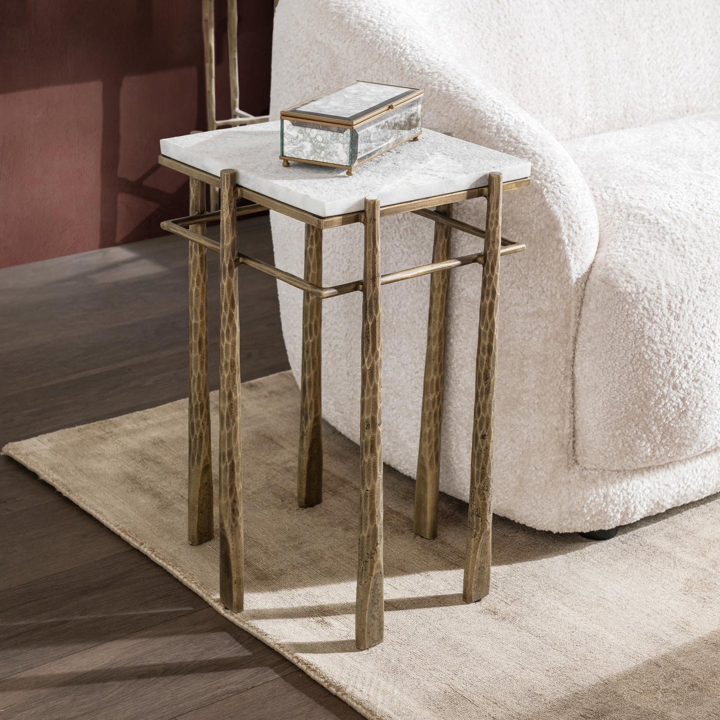 Moonstone White Marble Accent & End Table Jasmine End Table Collection