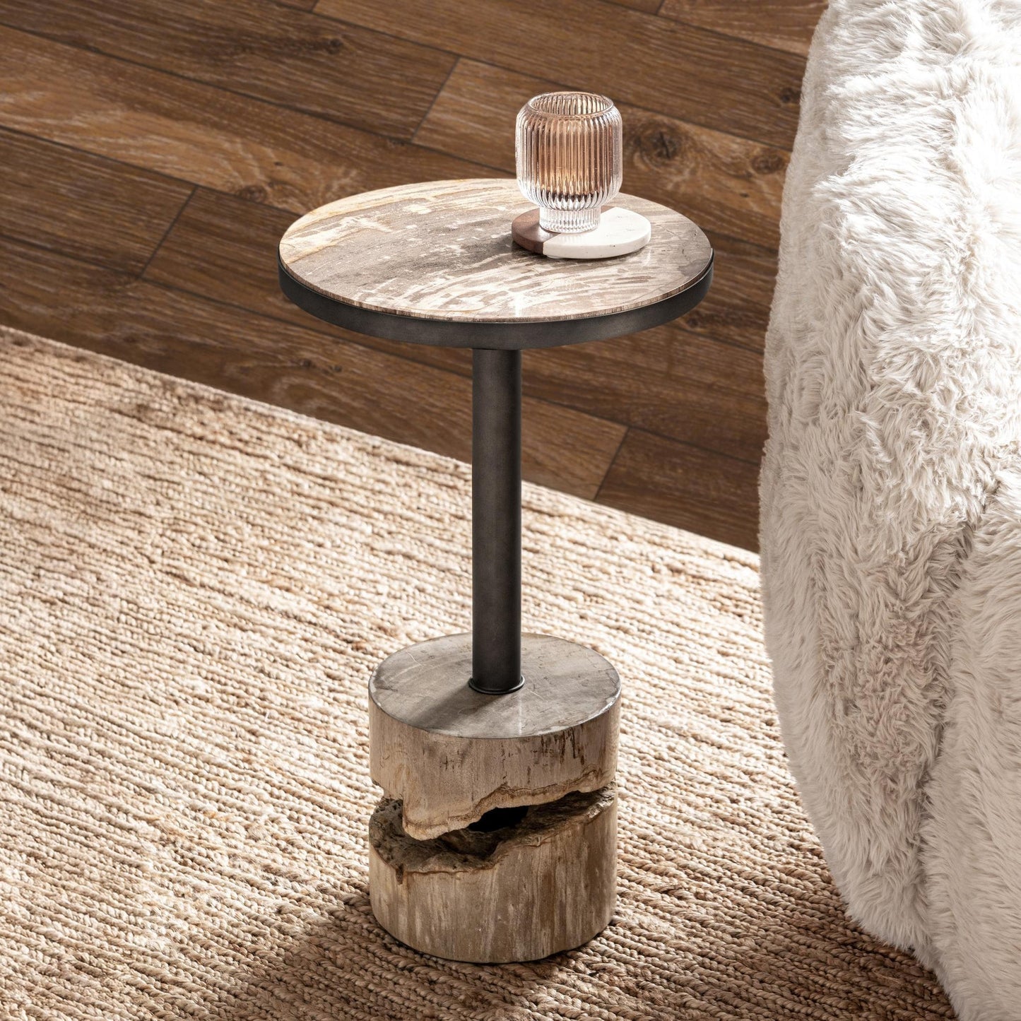 Natural Petrified Wood Accent & End Table Malta Accent Table Collection