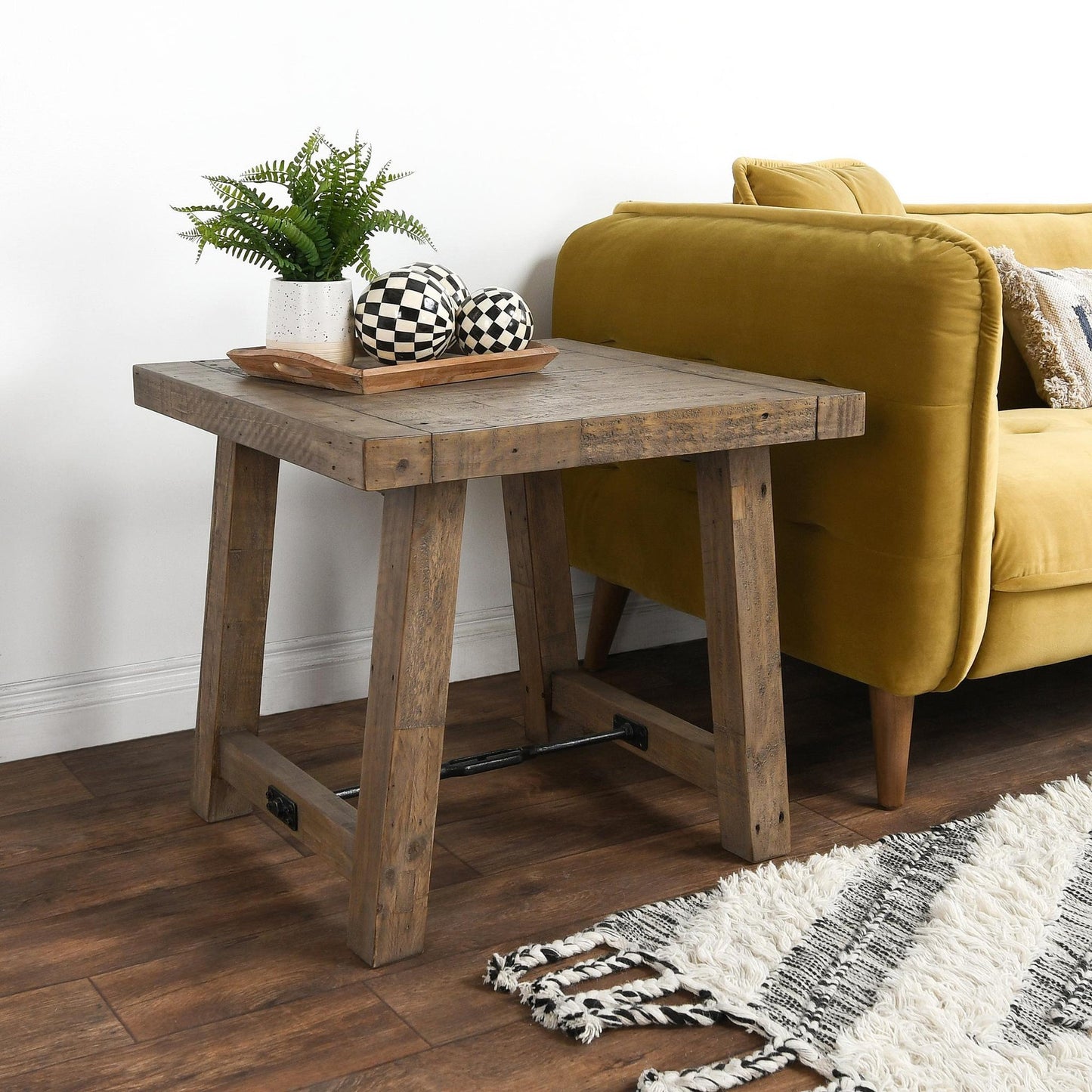 Distressed Brown Reclaimed Pine Accent & End Table Tuscany End Table Collection