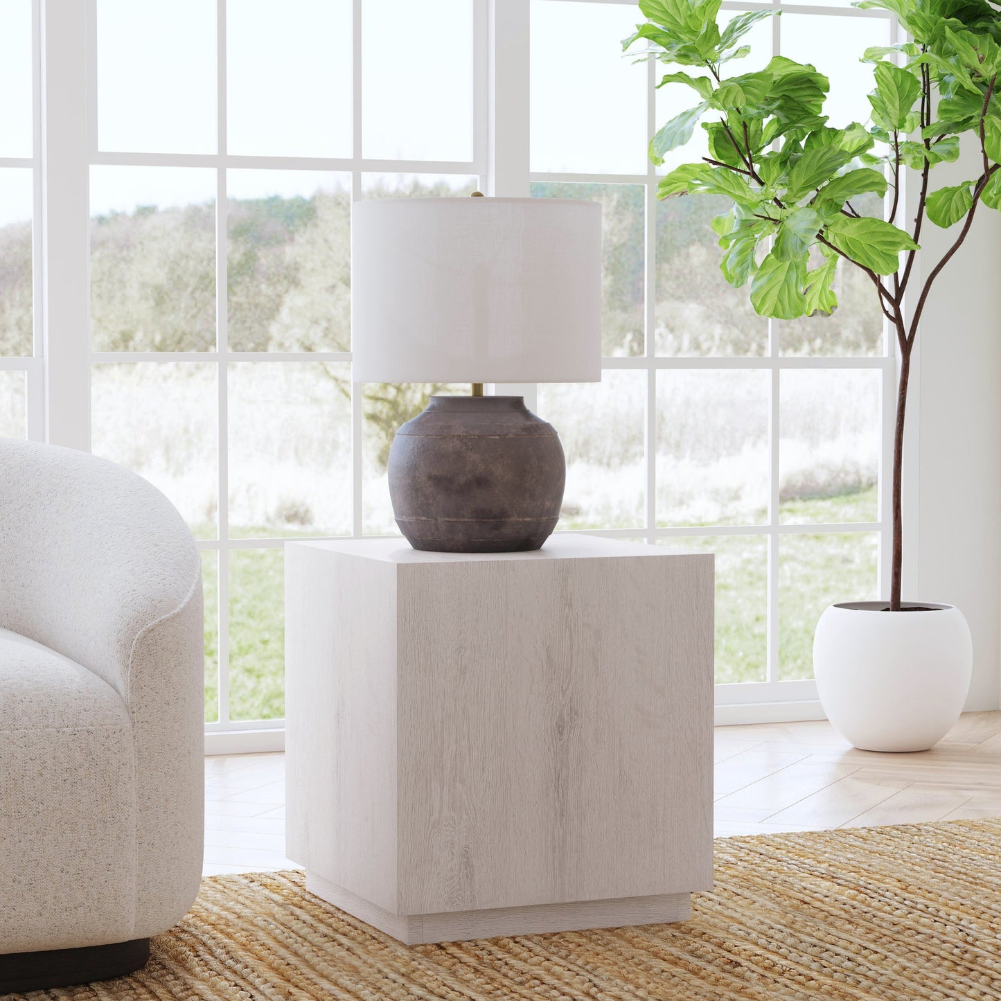 Milk White Oak Veneer Accent & End Table Layne End Table Collection