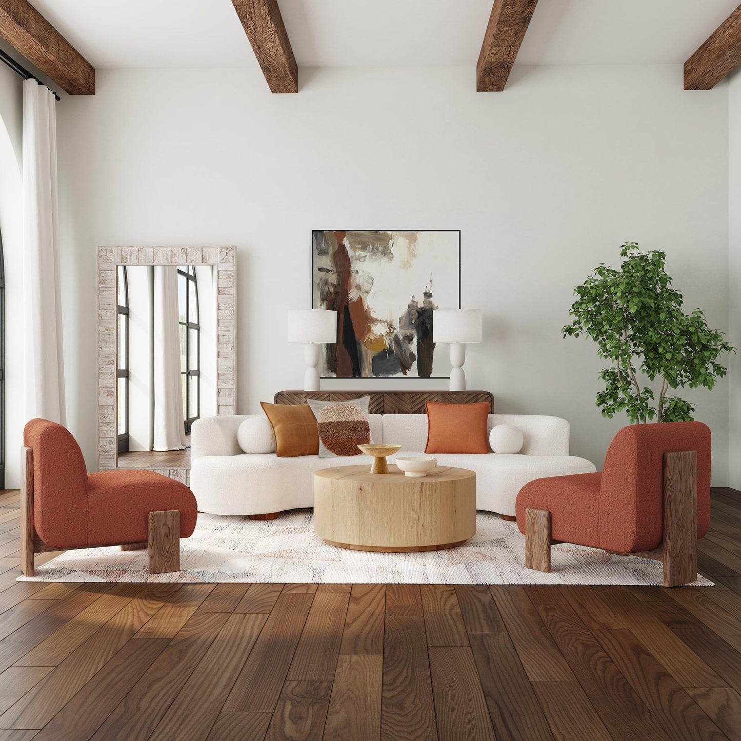 True Natural Oak Veneer Coffee Table Layne Coffee Table with Casters Collection
