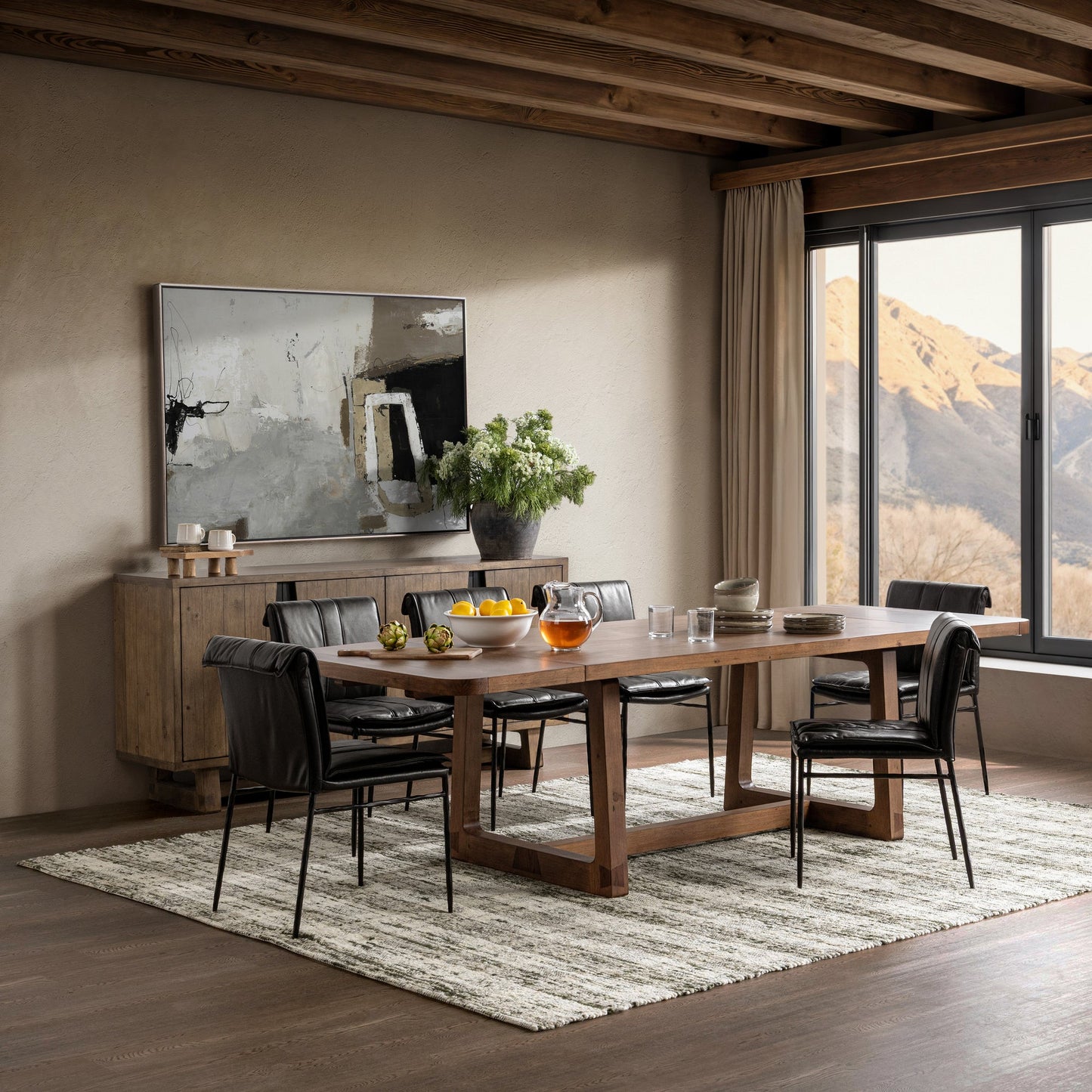 Smoke Brown Reclaimed Pine Wood Dining Table Lyra Extendable Dining Table Collection