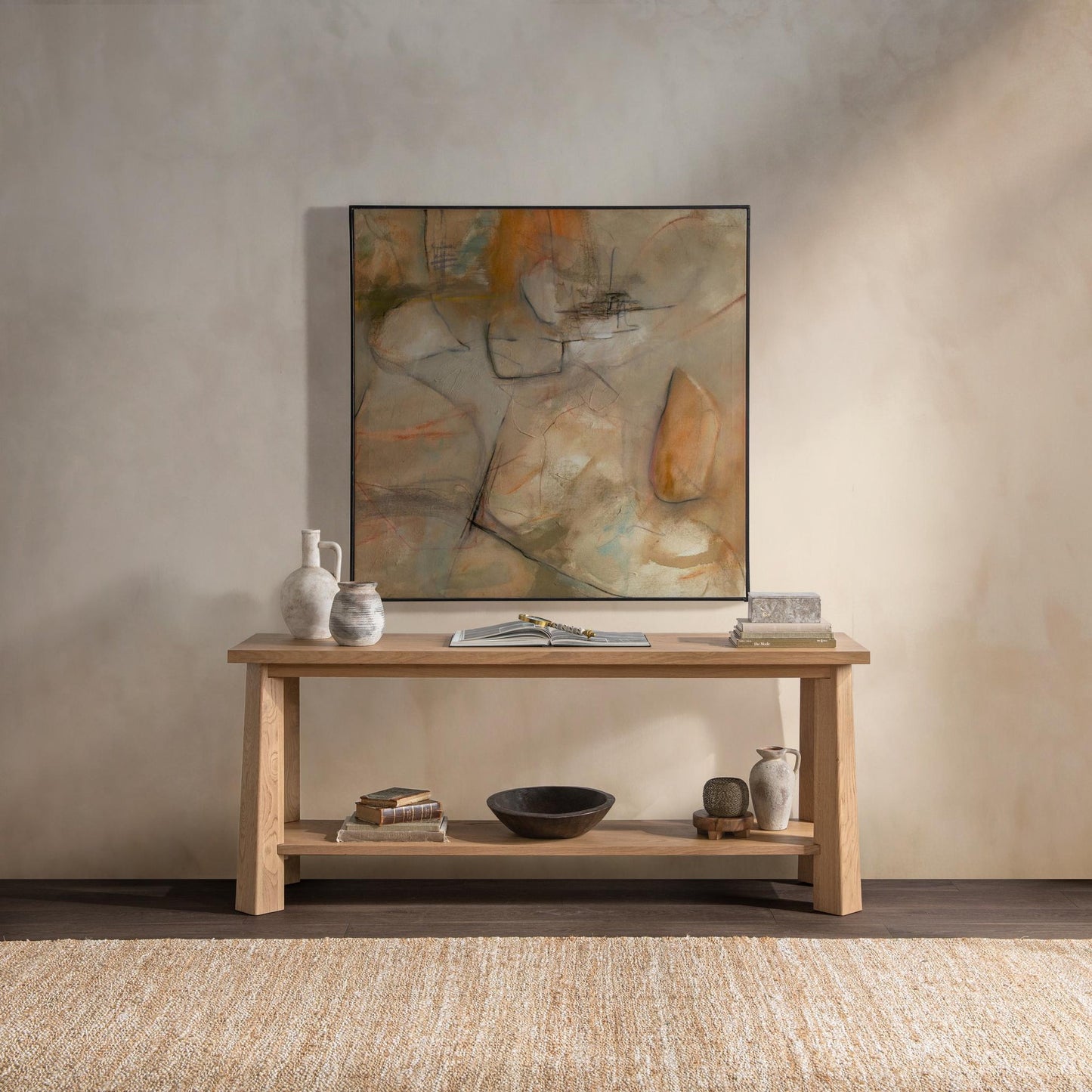 Amber Toast Oak Veneer Console Table Kenzie Console Table Collection