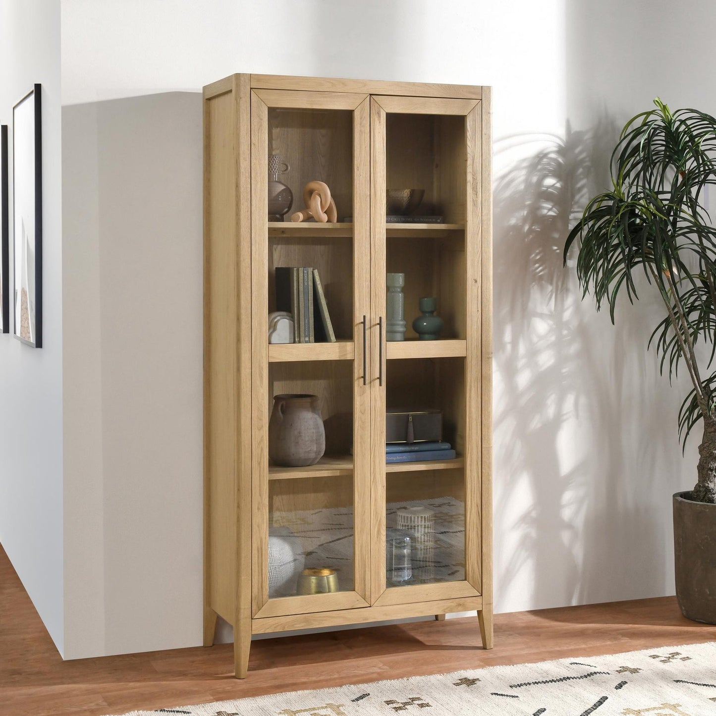 Natural Oak Veneer Display Cabinet Beechgrove Display Cabinet Collection