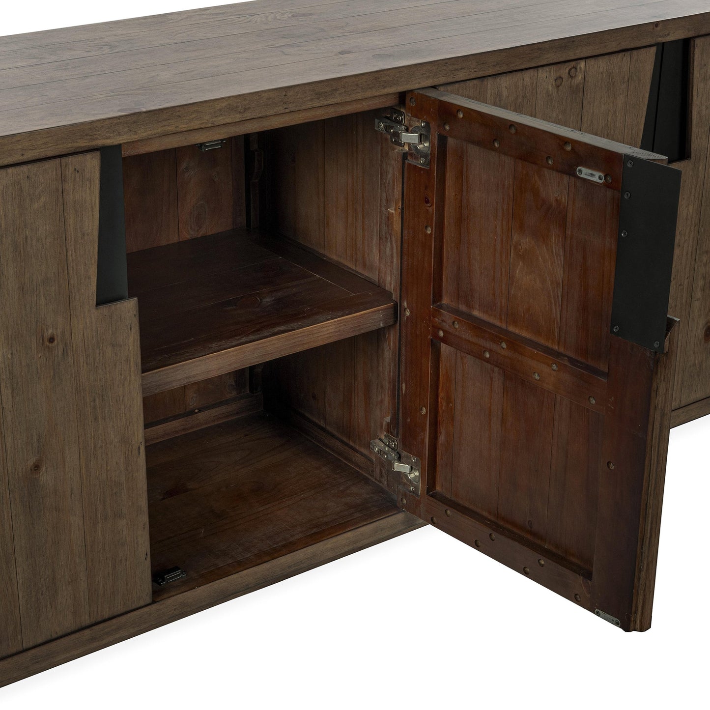 Smoke Brown Reclaimed Pine Buffets & Cabinet Lyra Four-Door Buffet Collection