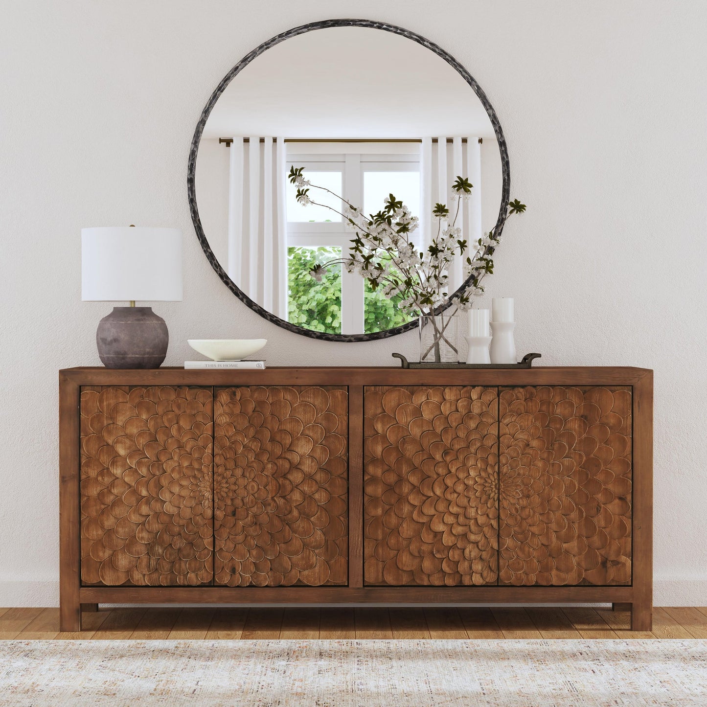 Brown Reclaimed Pine Buffets & Cabinet Astrid Four-Door Buffet Collection