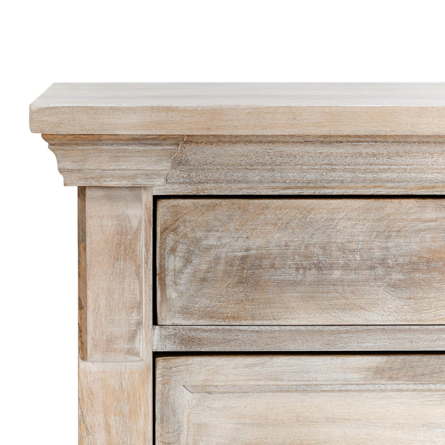 Natural Cream Wash Mango Wood Nightstand Adelaide Three-Drawer Nightstand Collection