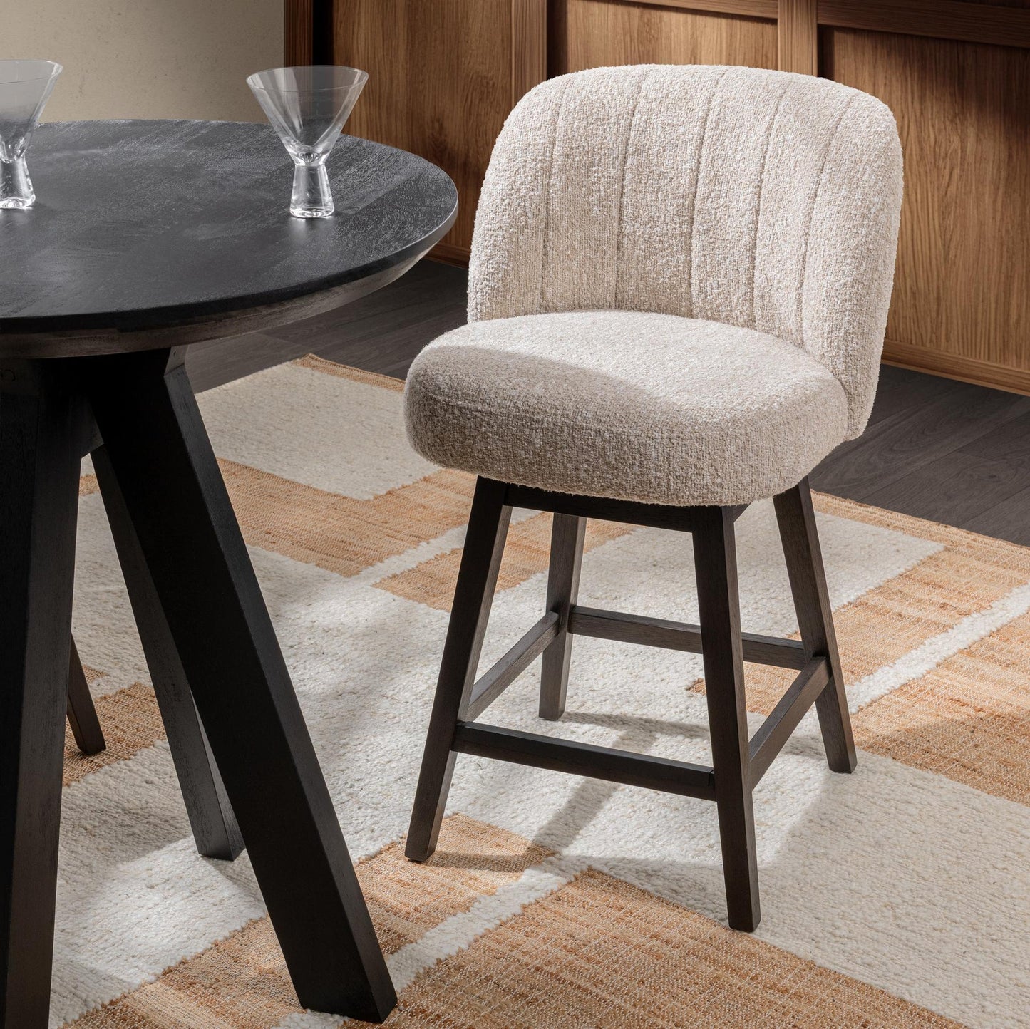 Sandy Cream 100% Polyester Bar & Counter Stool Della Counter Stool Collection