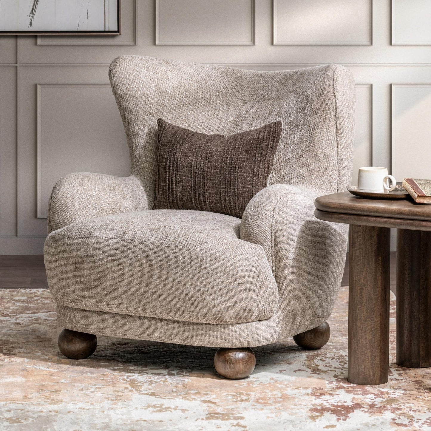Mushroom Taupe 100% Polyester Accent Chair Penelope Accent Chair Collection