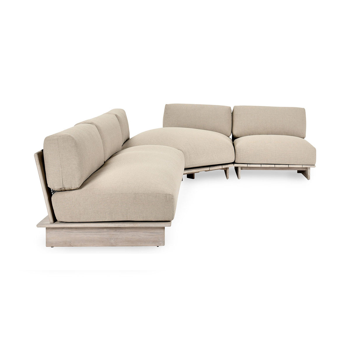 Taupe Teak Wood Outdoor Sofas & Sectional Livia Outdoor 3 Piece Sectional Collection