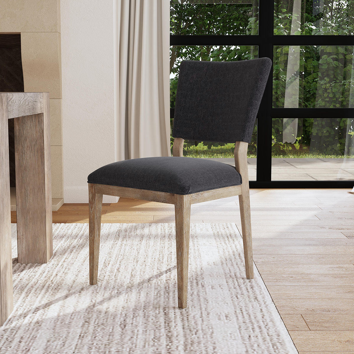 Gray 100% Polyester Dining Chair Phillip Dining Chair Set of 2 Collection