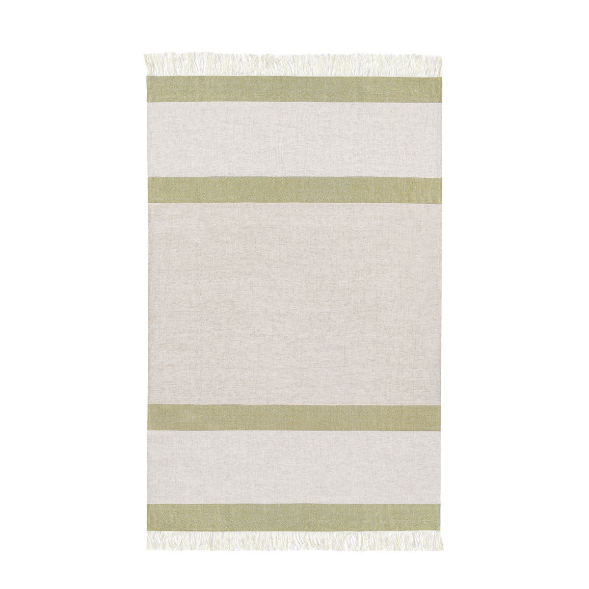 Wheat Green/Natural 100% Belgian Flax Linen Blankets & Throw TC Talara Throw 50x70 Collection