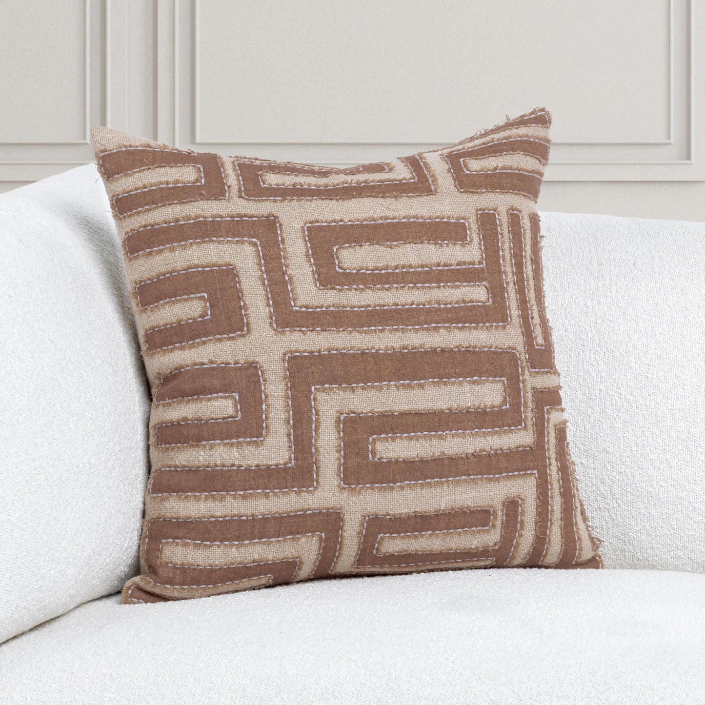 Sepia Brown/Natural 40% Cotton/60% Linen Pattern VC Mateo 22x22 Collection