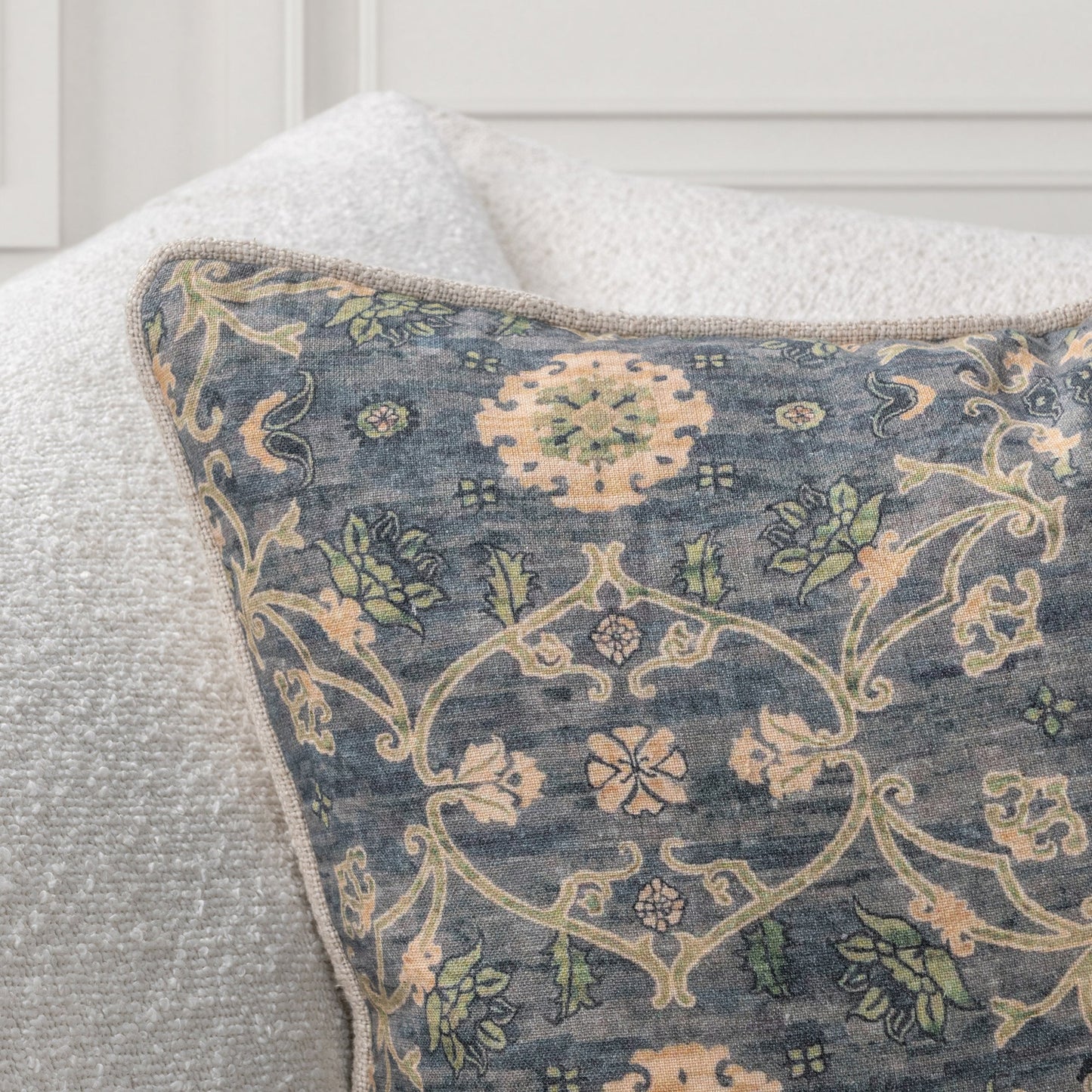 Blue Sea Multi 100% Linen Pattern SR Ira 22x22 Collection