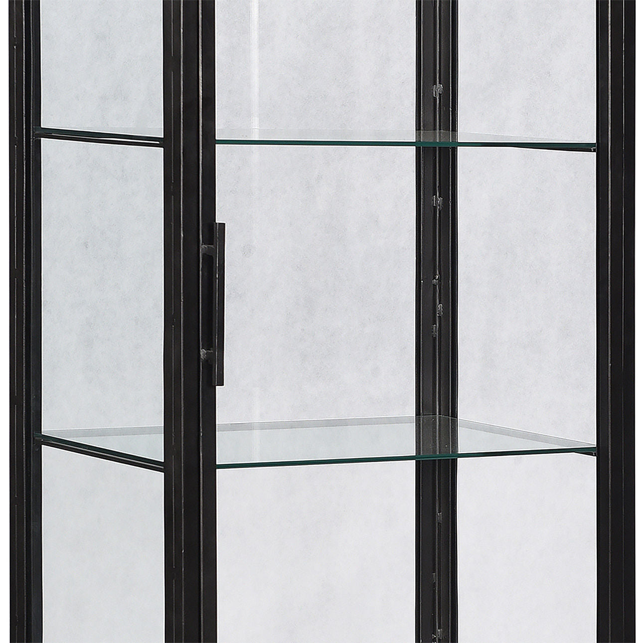 Gunmetal Finish Iron Frame and Glass Doors Cabinet 24 in Wide