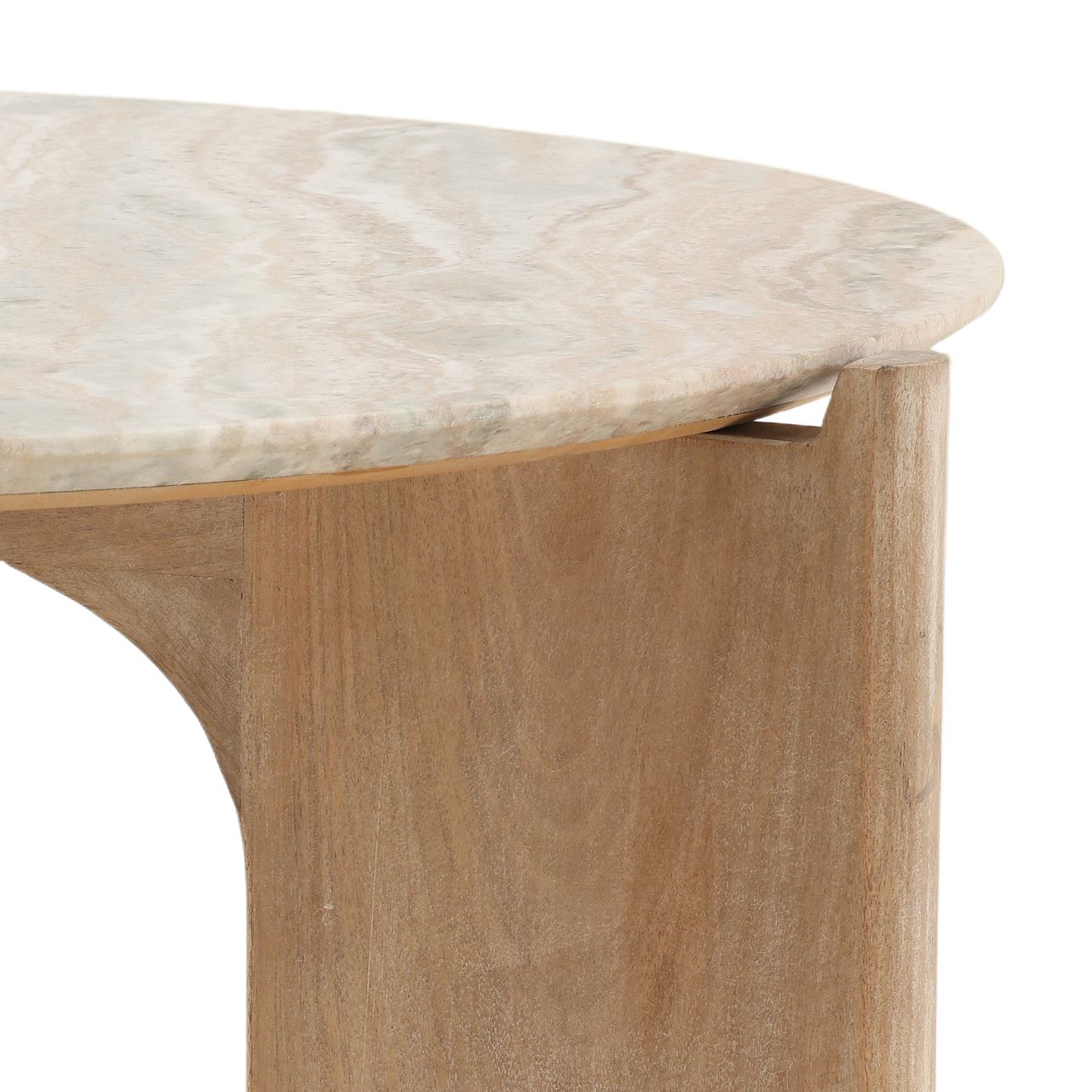 Cream and Natural Roma Stone and Wood Table 40.5 in Wide