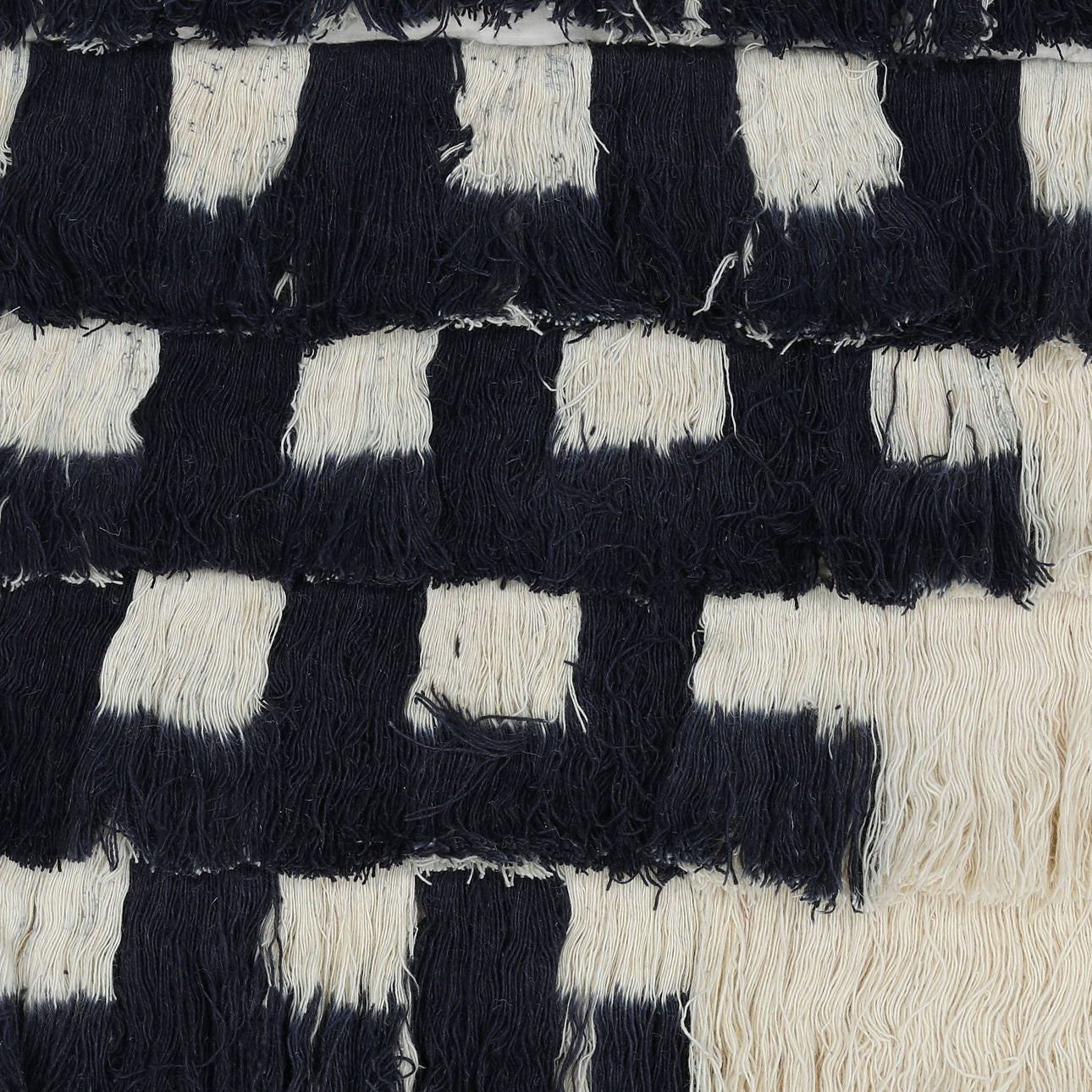 Black and Natural Wool Macrame 36 in Wide