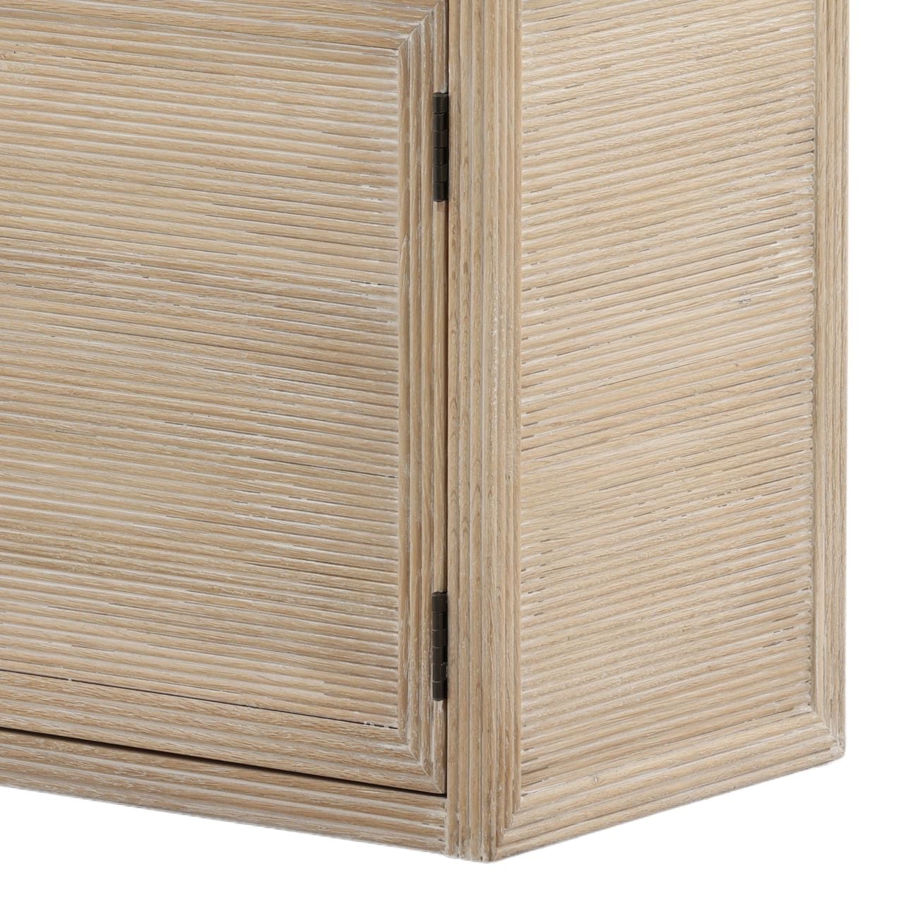 Light Natural Oak Wood and Tempered Glass Cabinet 39.5 in Wide