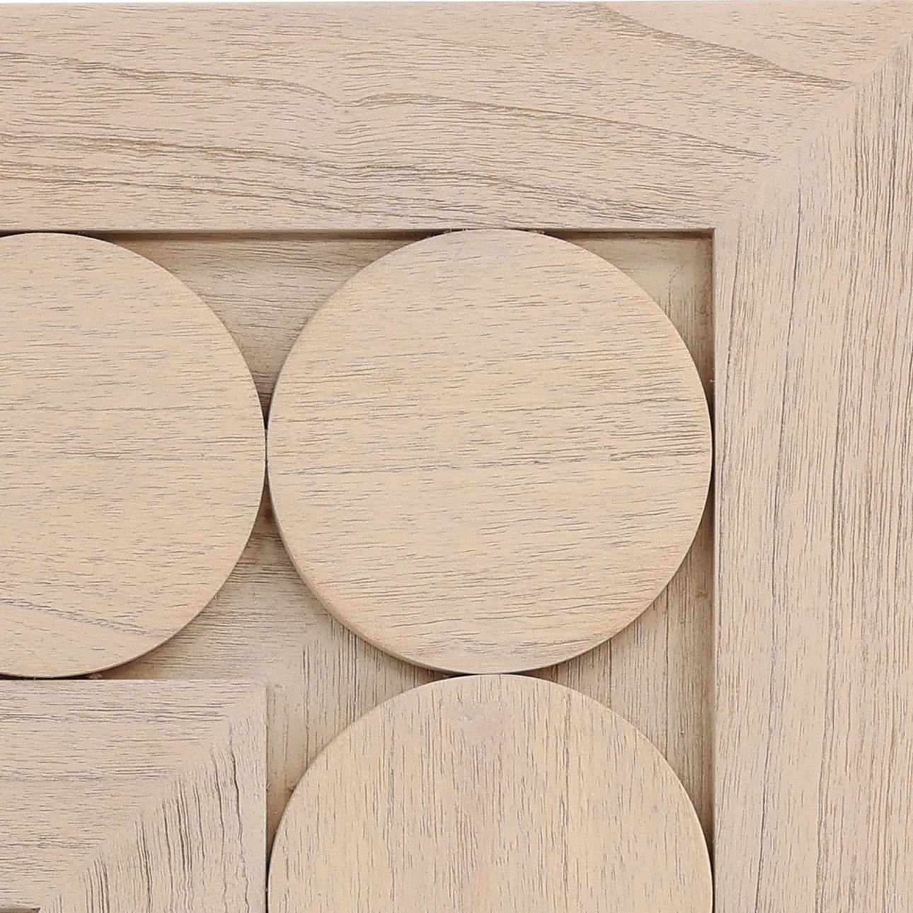 Light Natural Mindi Wood and Mindi Wood Veneer Frame Mirror 40 in Wide