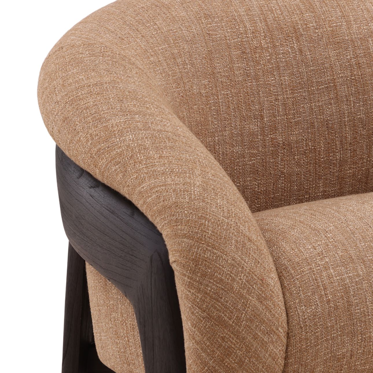 Brown and Dark Brown Burlap Fabric and Mindi Wood Chair 35 in Wide