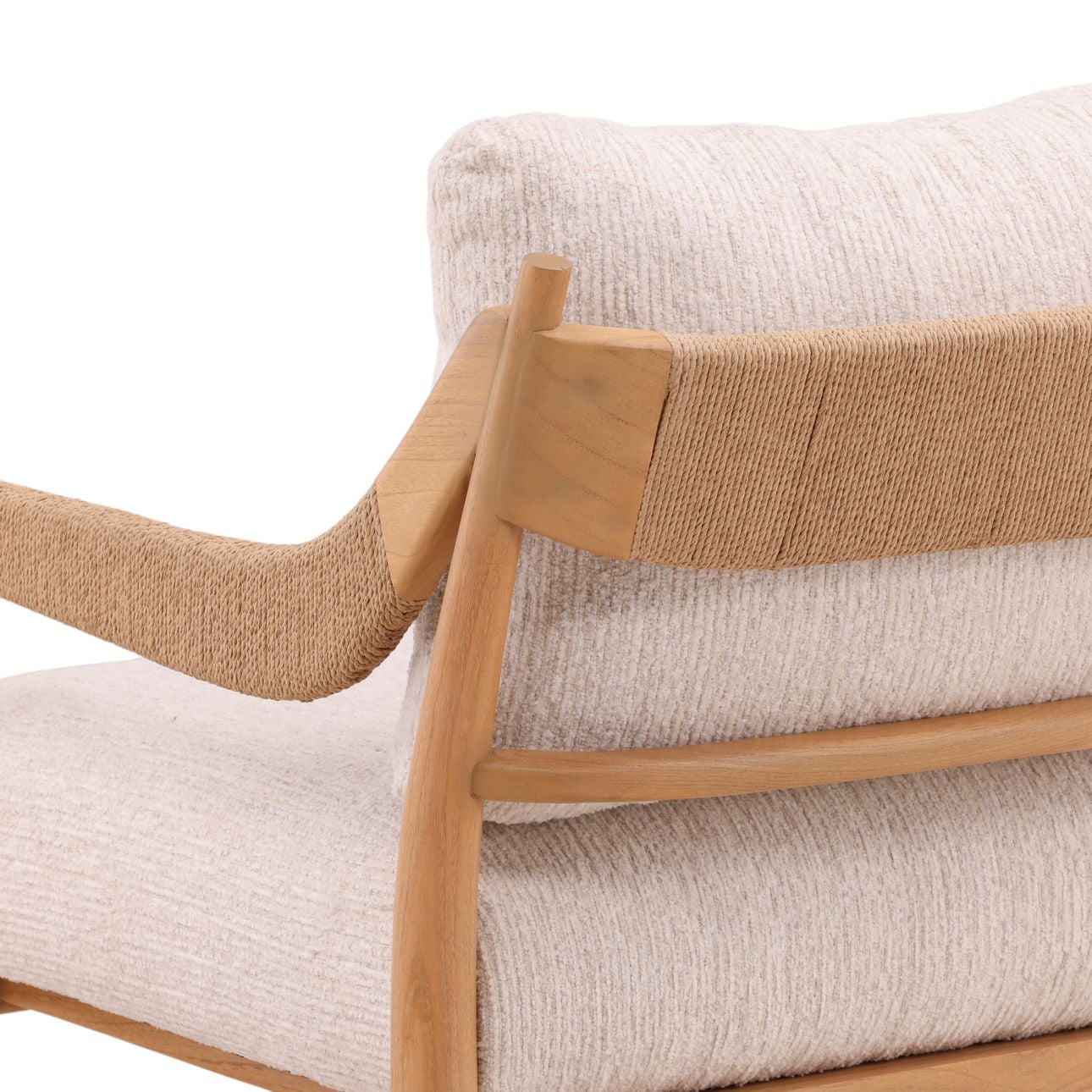 Ellery Cream and Natural Chenille Fabric and Mindi Wood Chair 28 in Wide