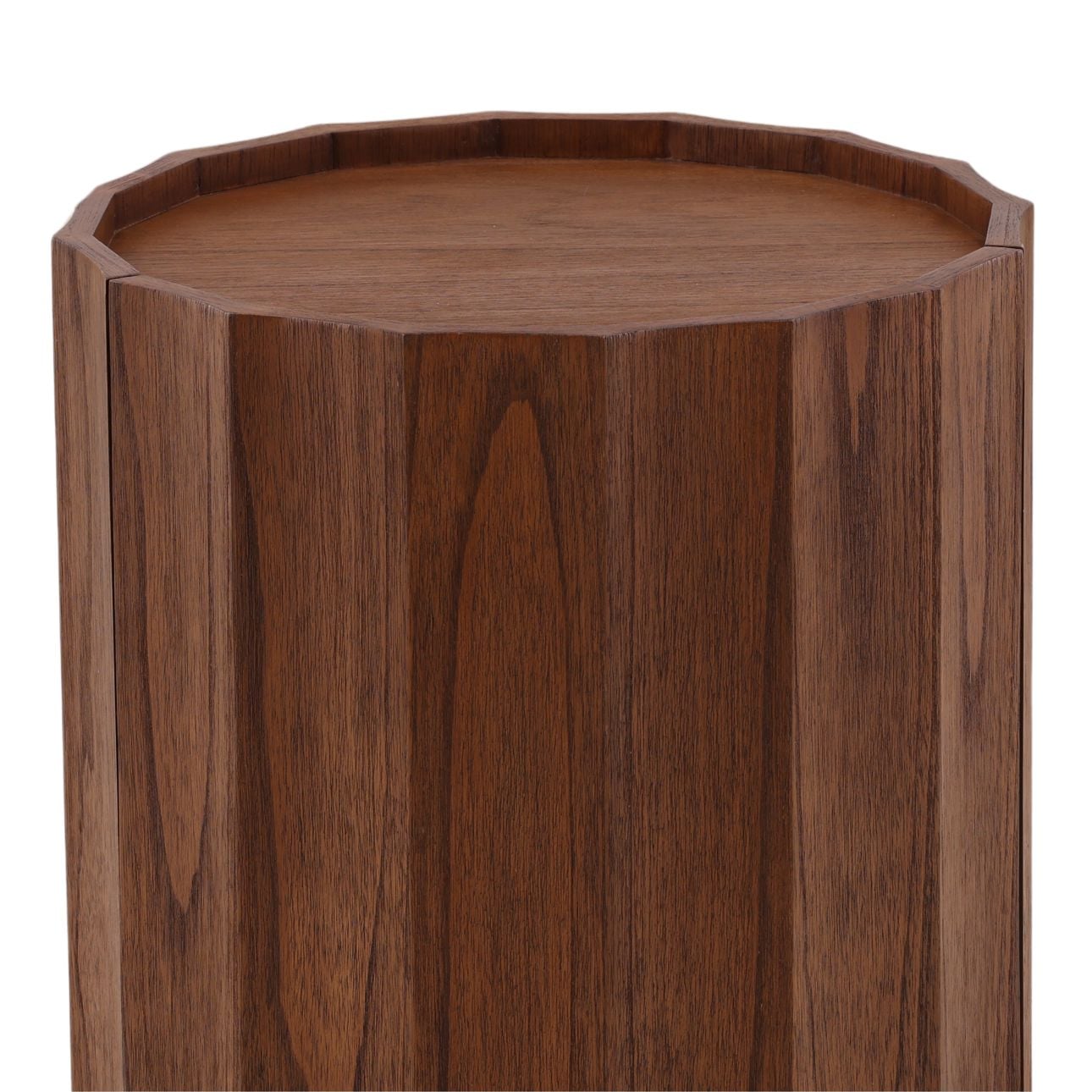 Brown Mindi Wood Veneer Table 18.5 in Wide