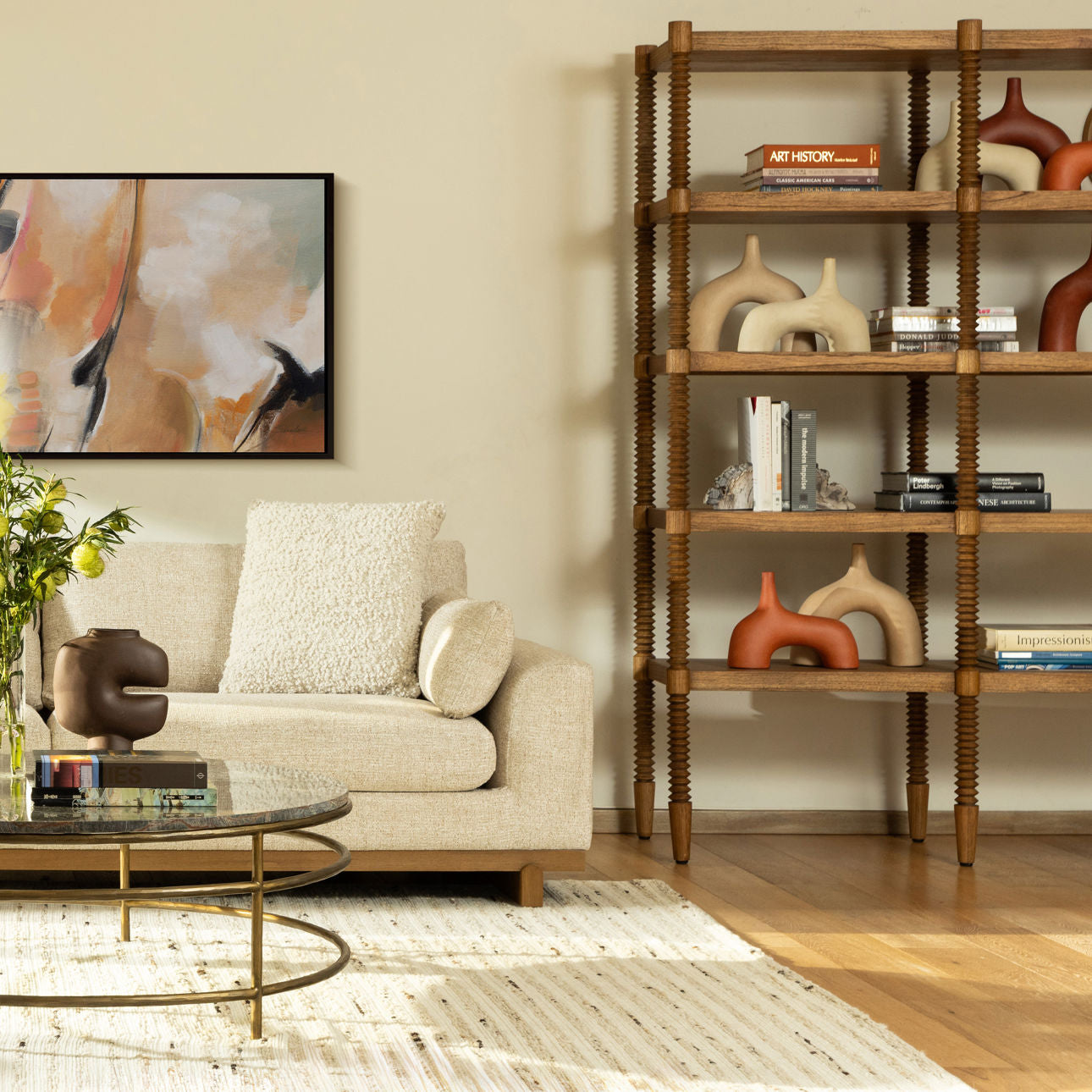Brown Mindi Wood and Veneer Bookcase 59.5 in Wide