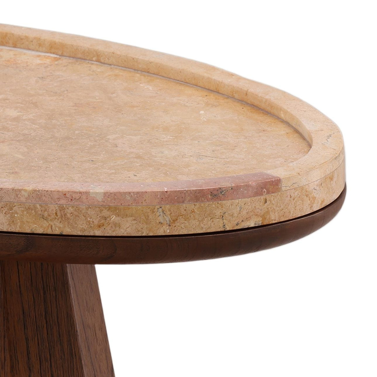 Heritage Marble, Mindi Wood and Veneer Side Table