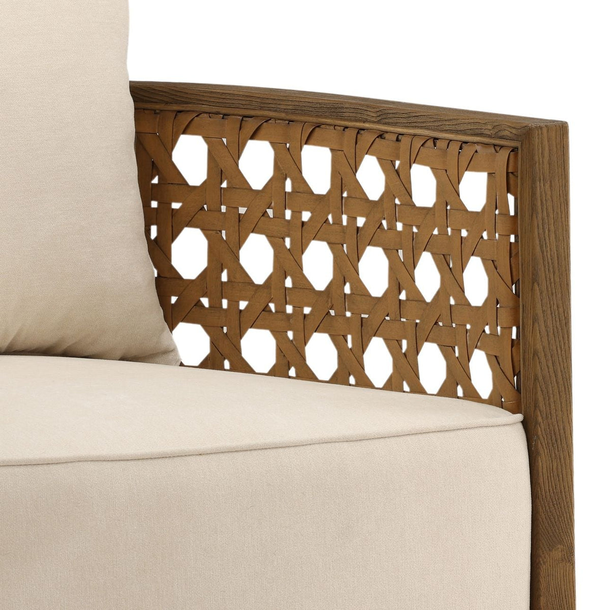 Modern Basketweave Wool Blend Fabric and Ash Wood Home Accent