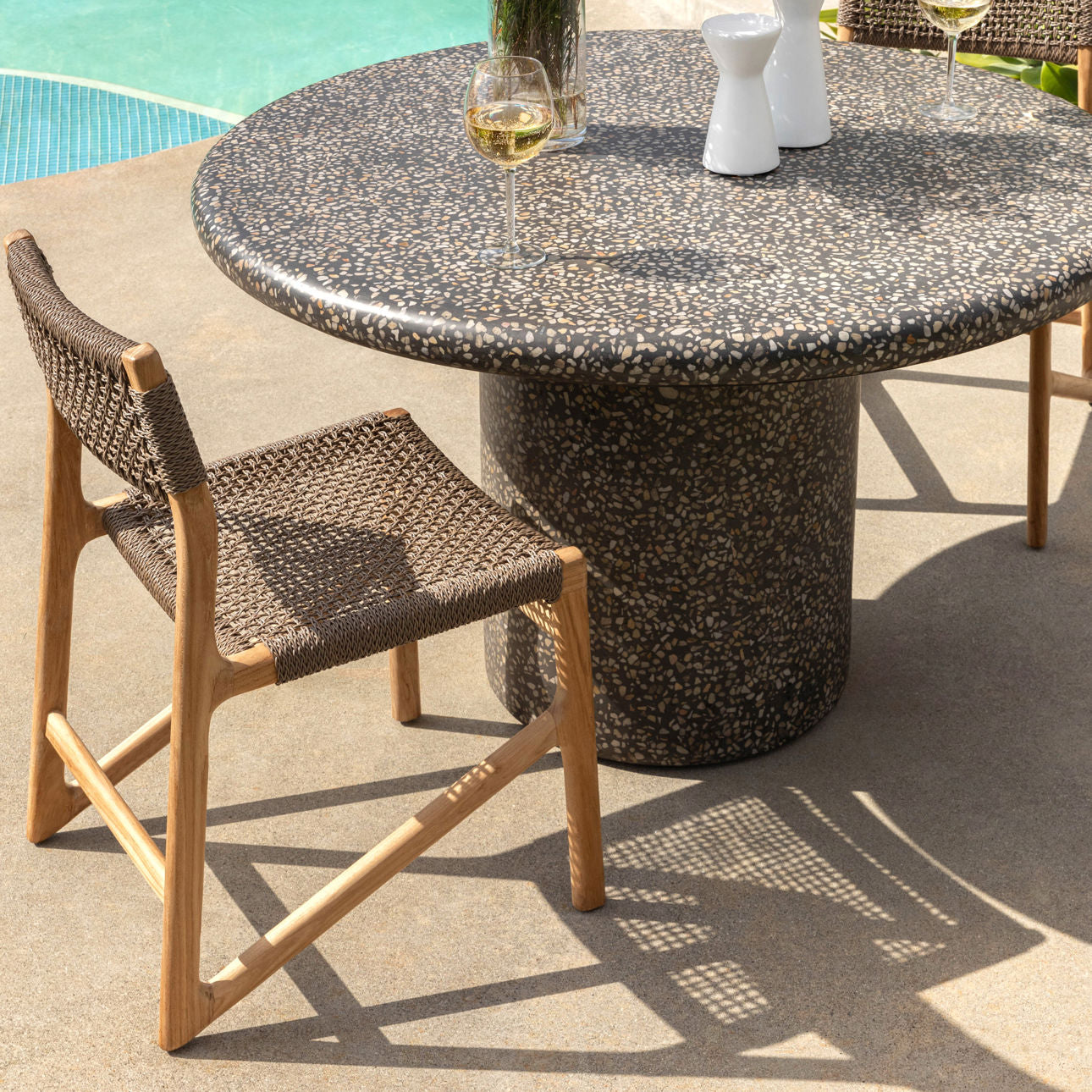 Black Concrete Terrazzo Table 48 in Wide
