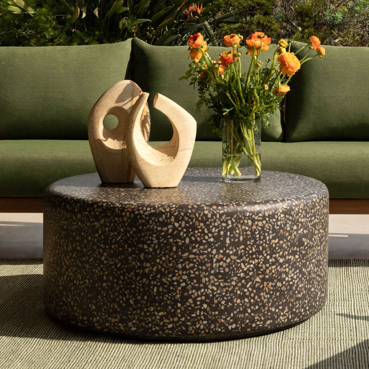Black Concrete Terrazzo Table 36 in Wide