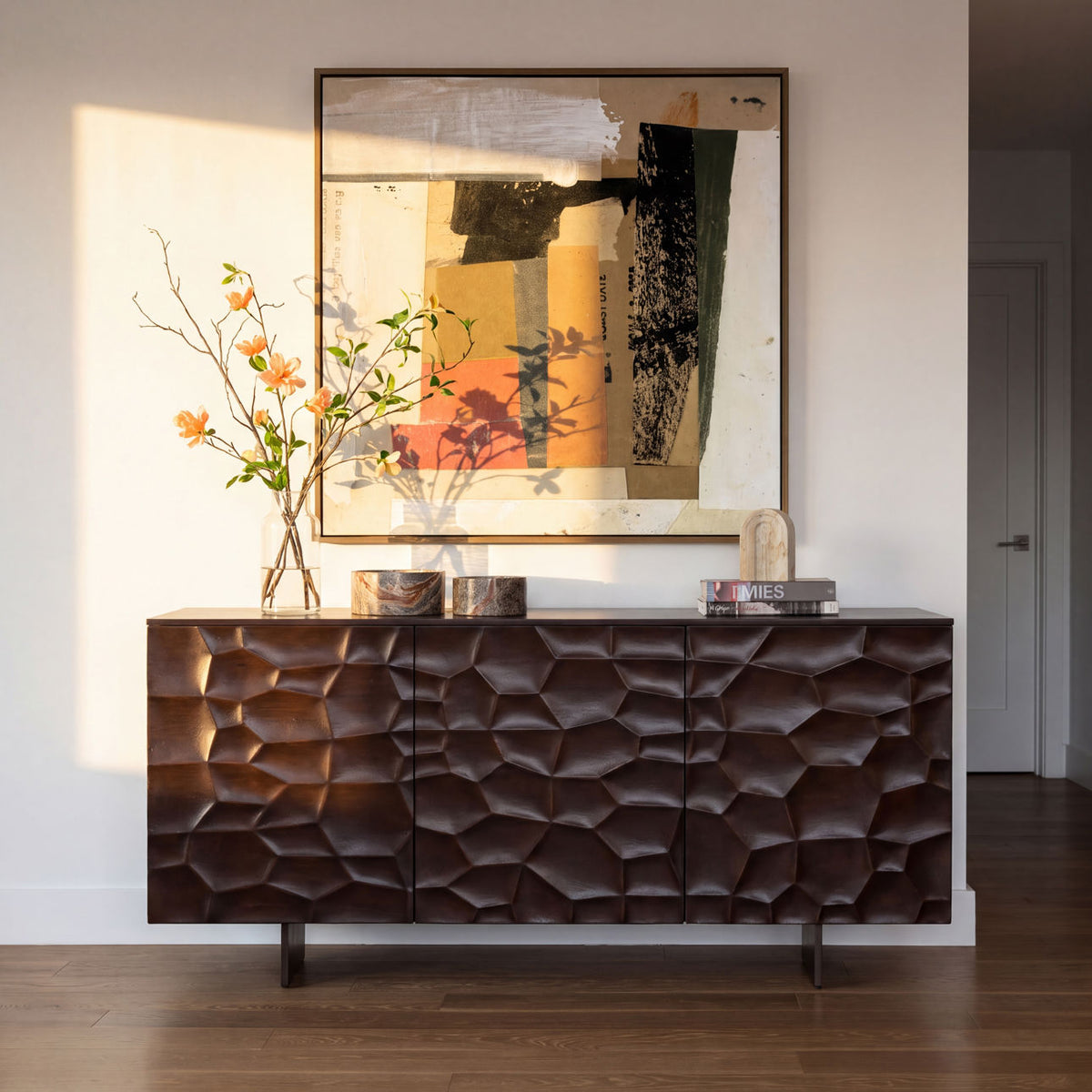 Heritage Acacia Wood and Iron Cabinet