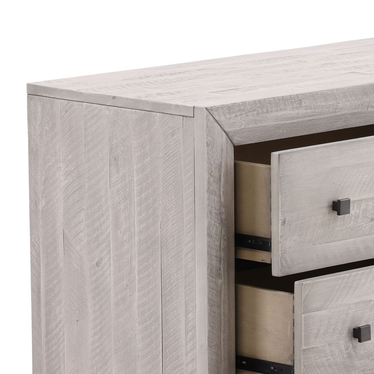 Light Grey Washed Sealed Finish Solid Acacia Wood Dresser 66 in Wide