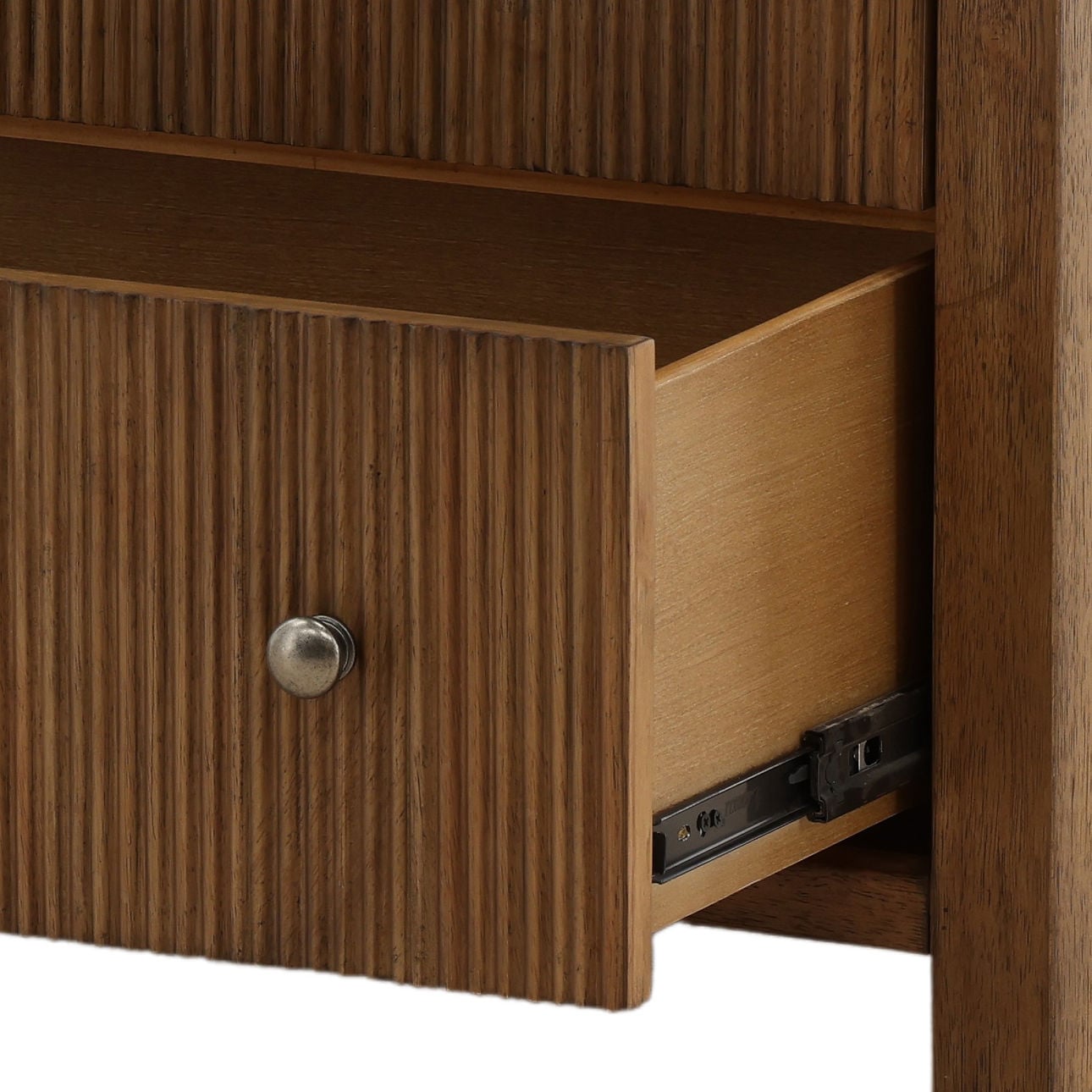 Dark Brown Rubber Wood and Oak Veneer Dresser 66 in Wide