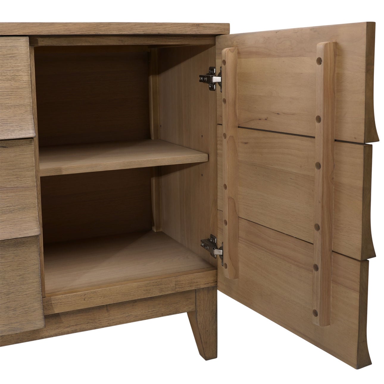Natural Rubber Wood and Oak Veneer Sideboard 71 in Wide