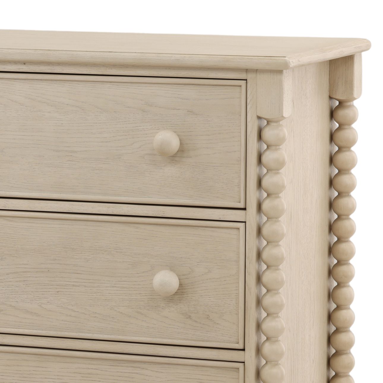 Whitewash Rubber Wood and Oak Veneer Dresser 40 in Wide