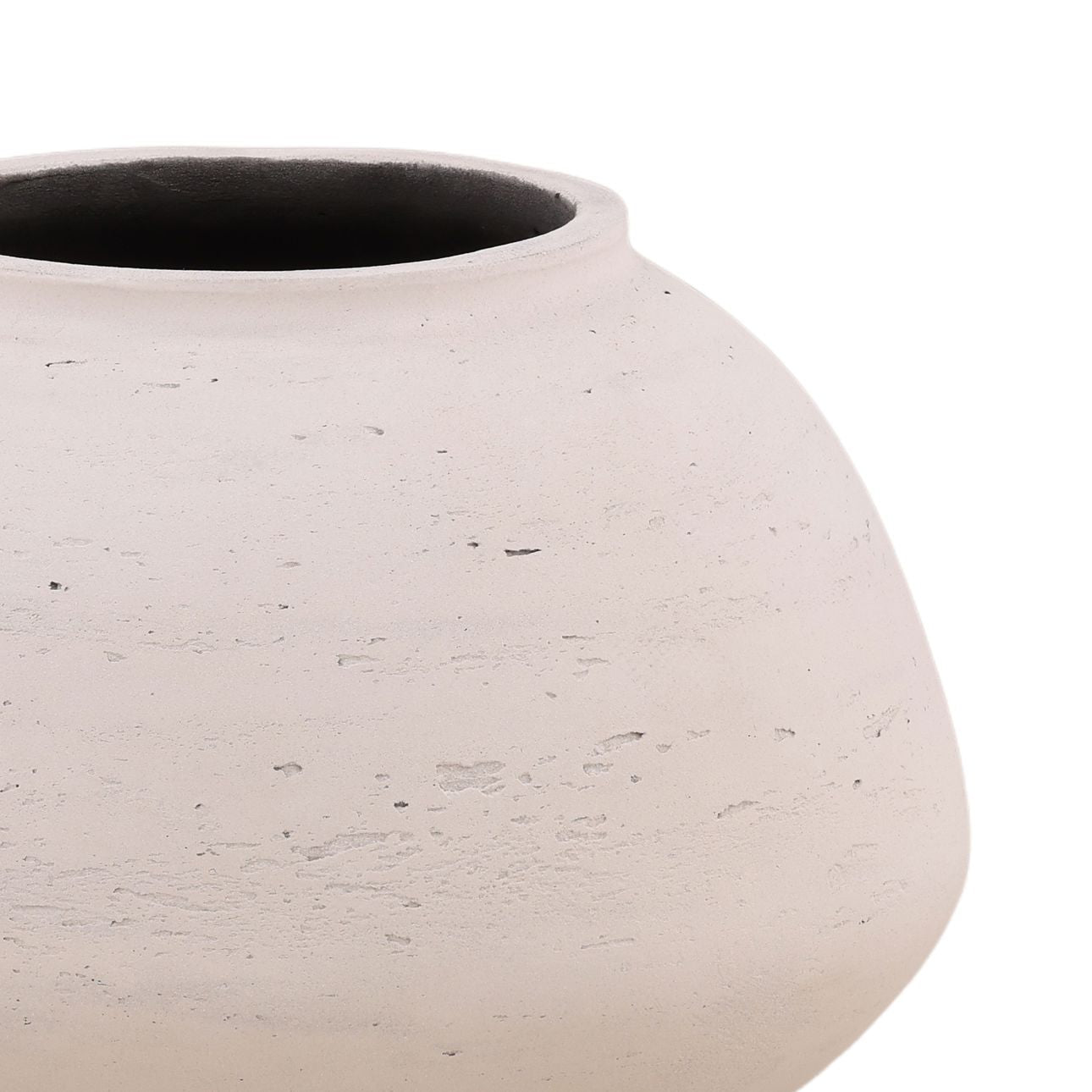 Antique White Cement Vase 12 in Wide