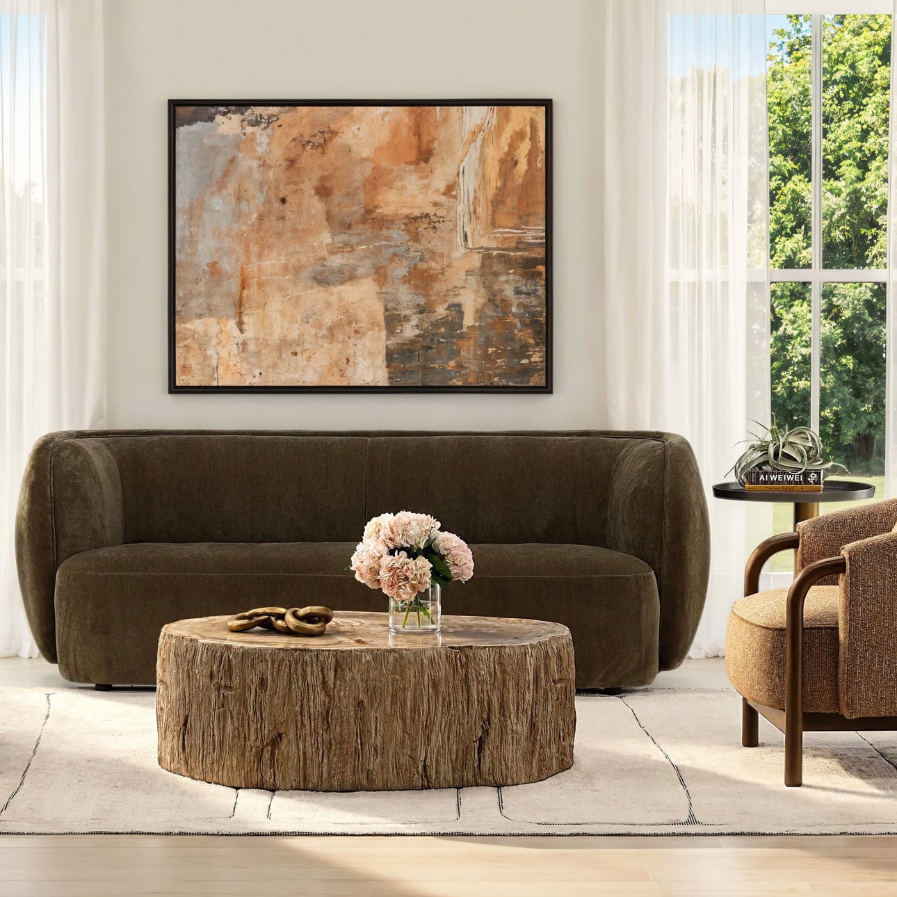 Light Natural Petrified Wood Table 32 in Wide