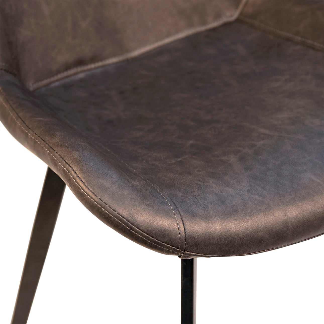 Charcoal and Black PU Leather Upholstery and Metal Legs Chair 20 in Wide