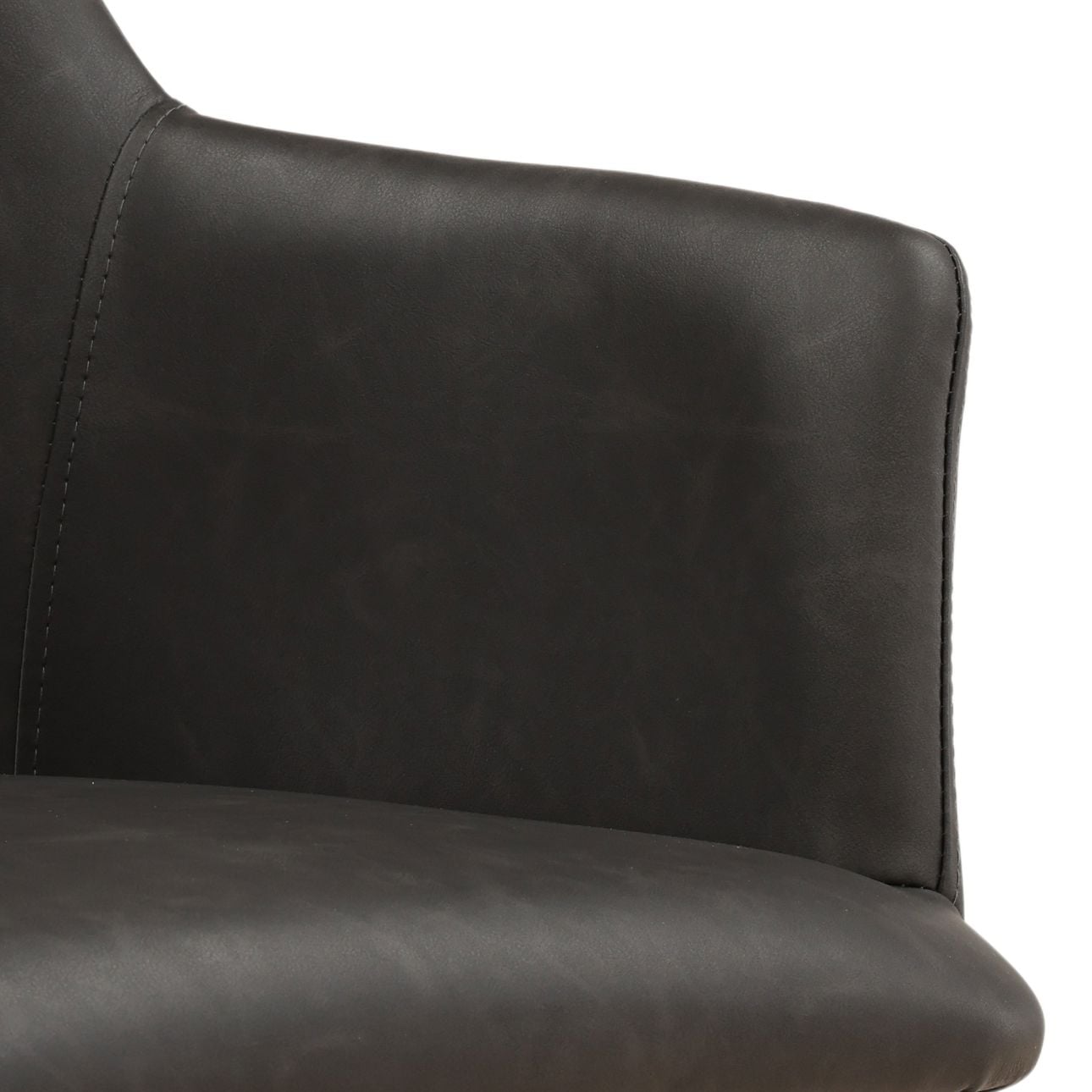 Charcoal and Black Faux Leather and Steel Chair 23 in Wide