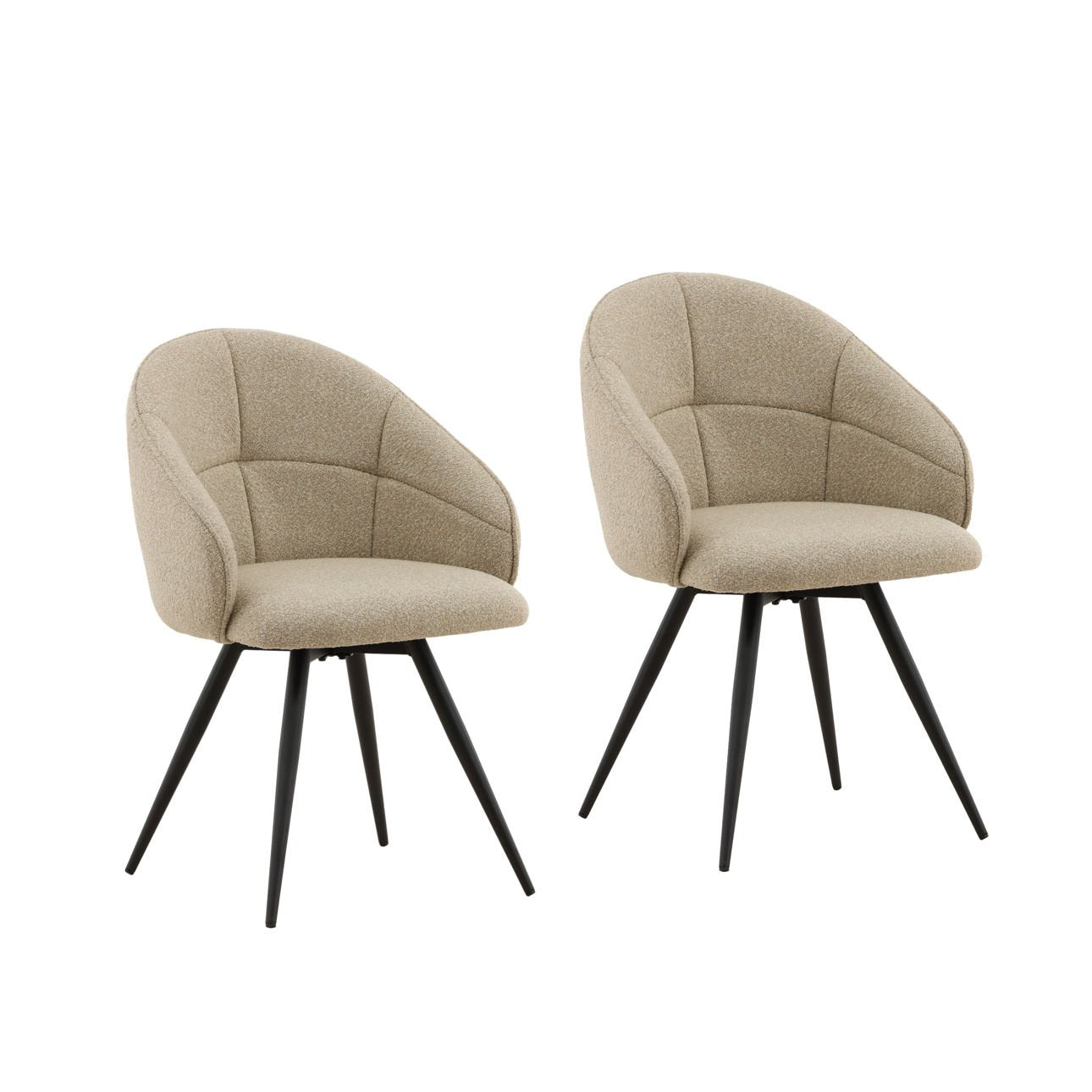 Cloud Sand and Black Boucle Fabric and Steel Chair 22.5 in Wide