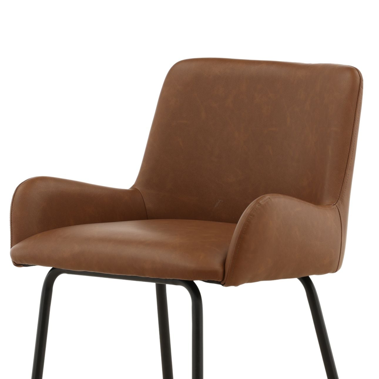 Saddle Vegan Leather and Steel Stool 22 in Wide