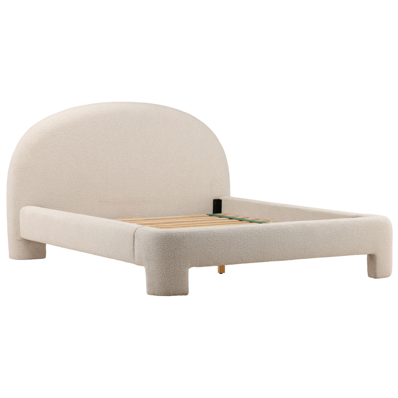 Cream Boucle Fabric Bed 73 in Wide